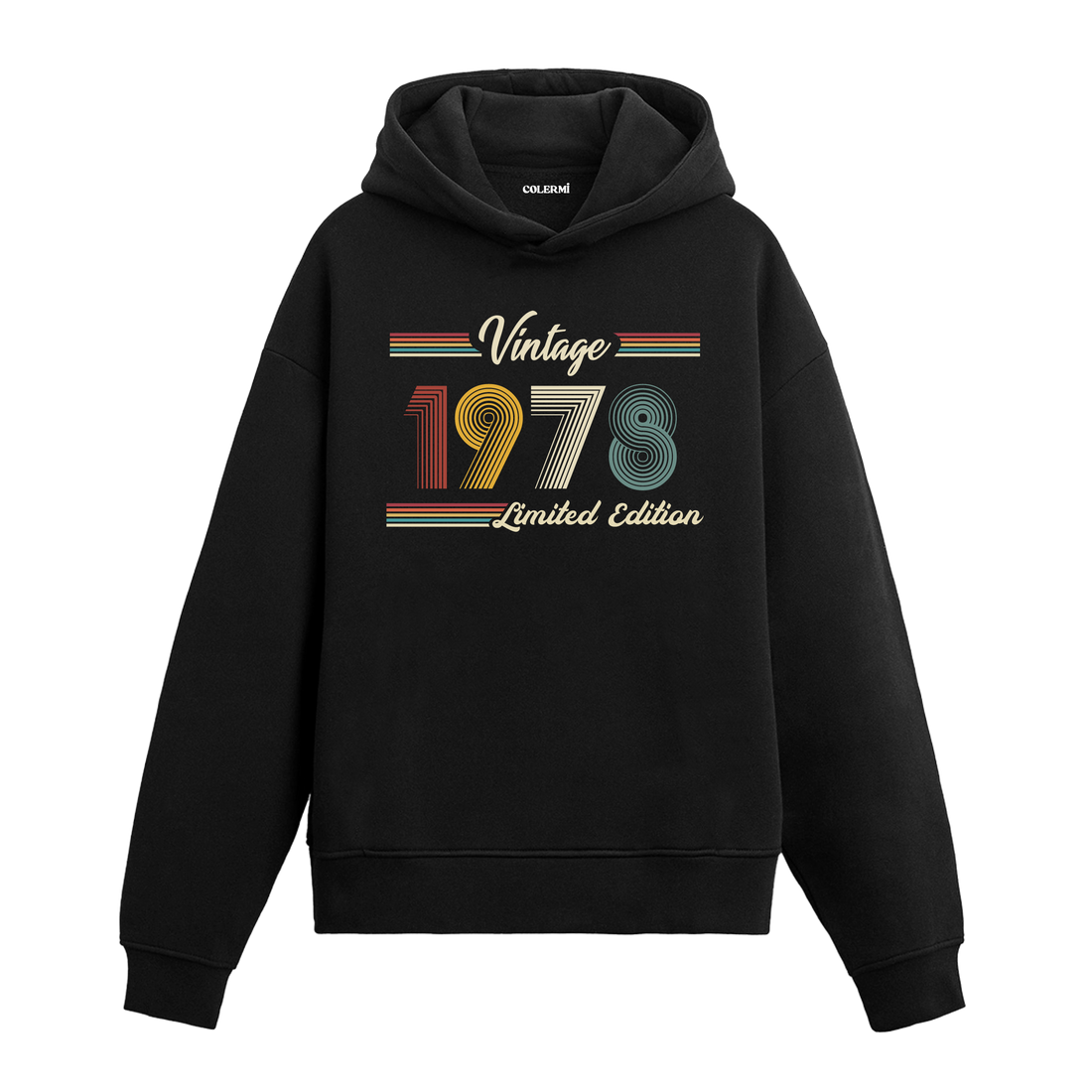 1978 doğumlu kişiler için tasarlanmış siyah klasik vintage hoodie