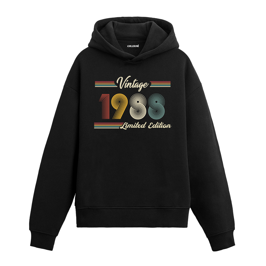 1988 doğumlu kişiler için tasarlanmış siyah klasik vintage hoodie