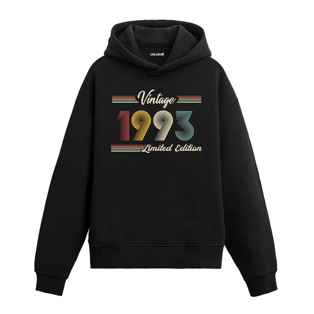 1993 doğumlu kişiler için tasarlanmış siyah klasik vintage hoodie