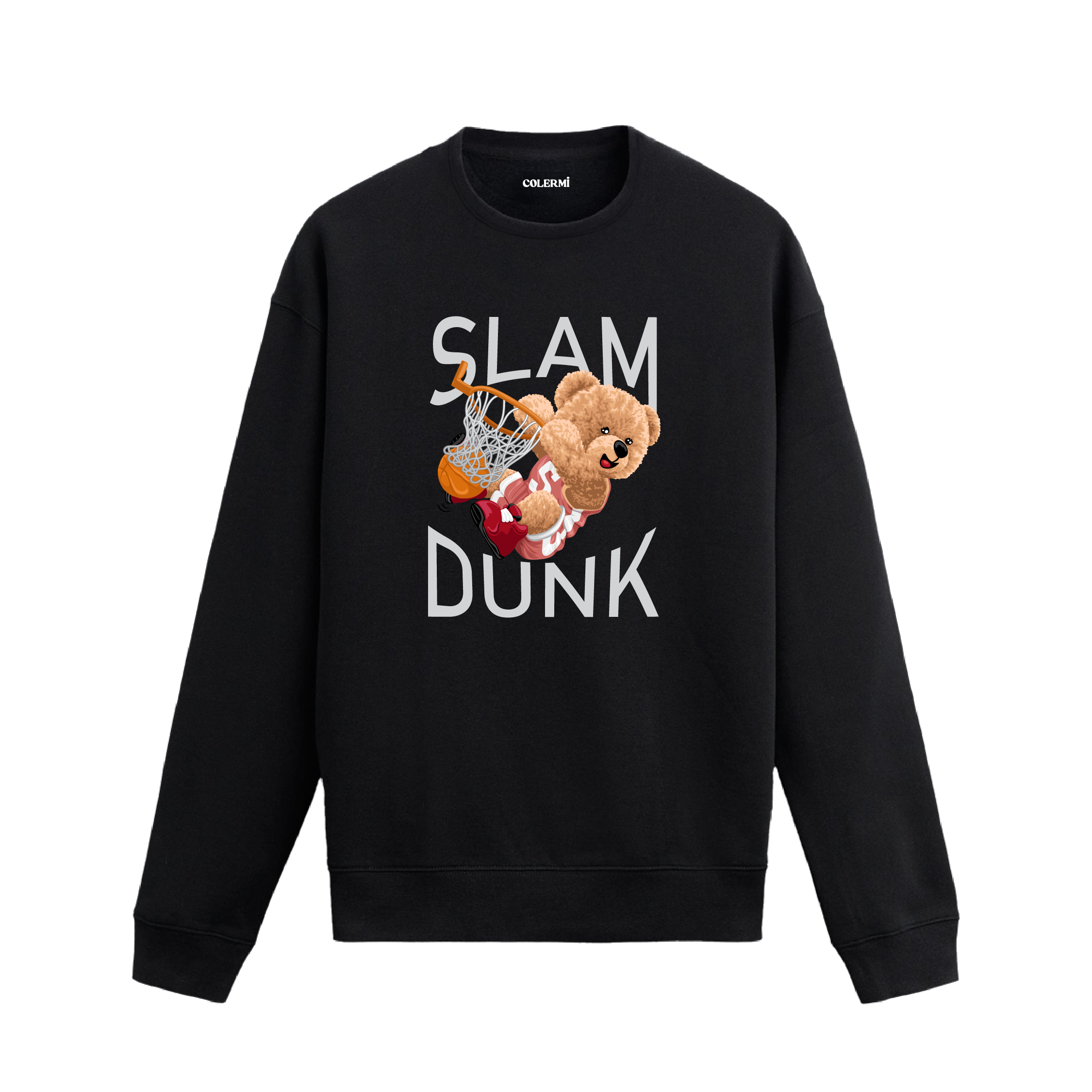 Ayıcık Baskılı Sweatshirt - Slam Dunk Basketbol