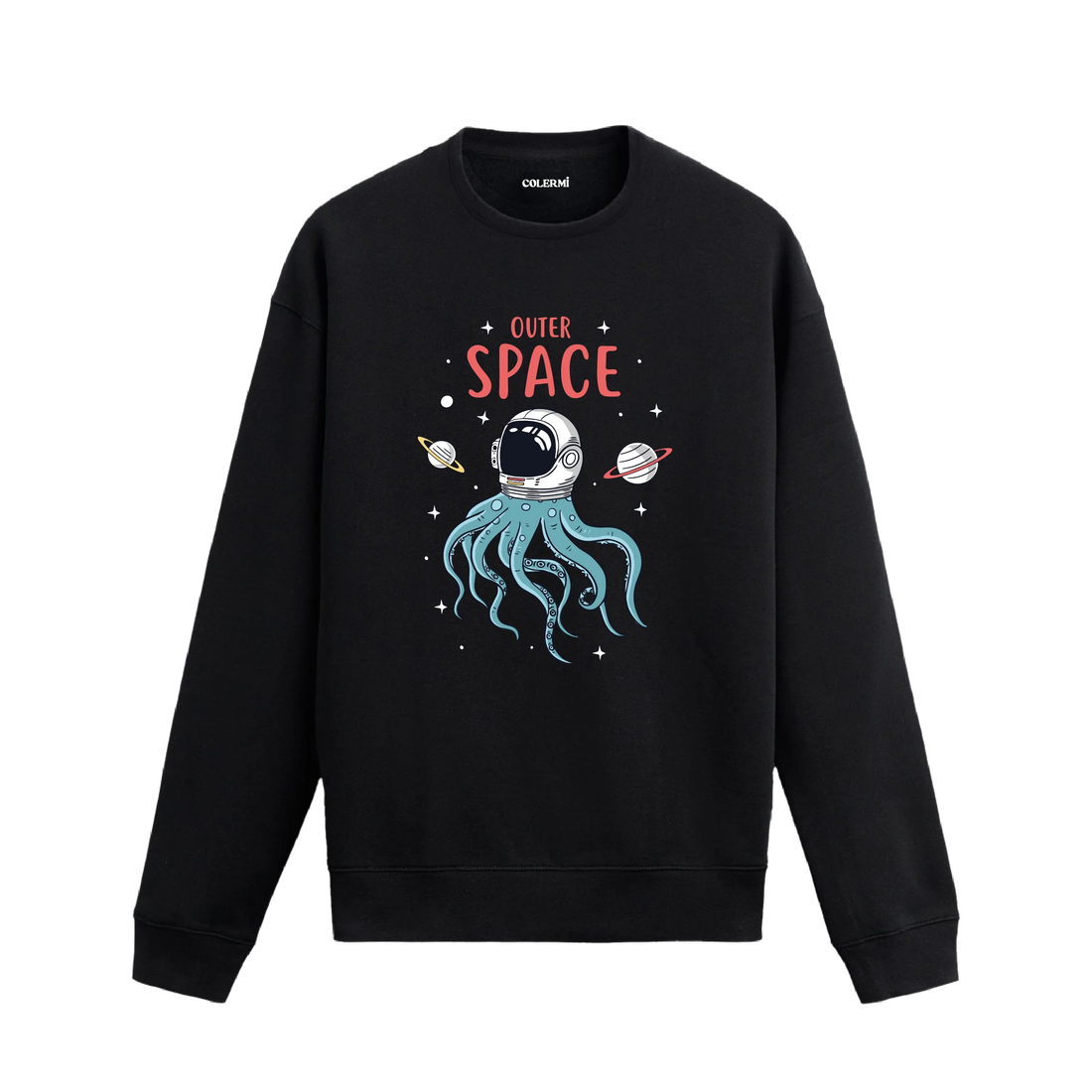 Astronot ve Ahtapot Figürlü Sweatshirt