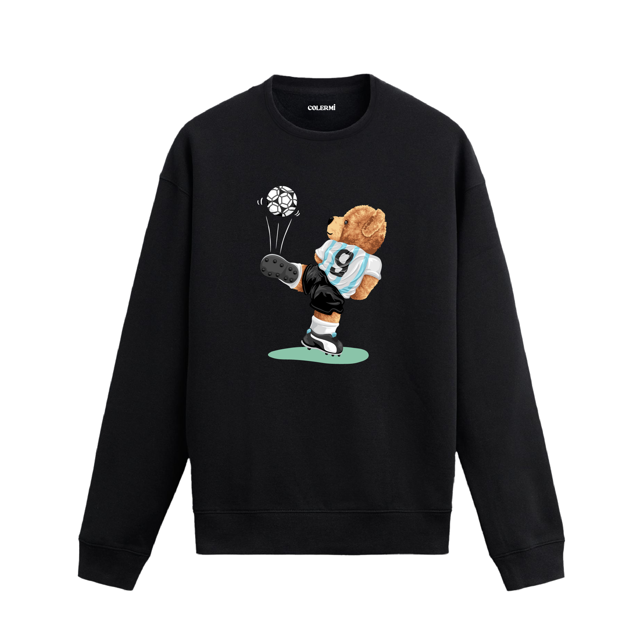 Ayıcık Baskılı Sweatshirt - Futbolcu Tasarım