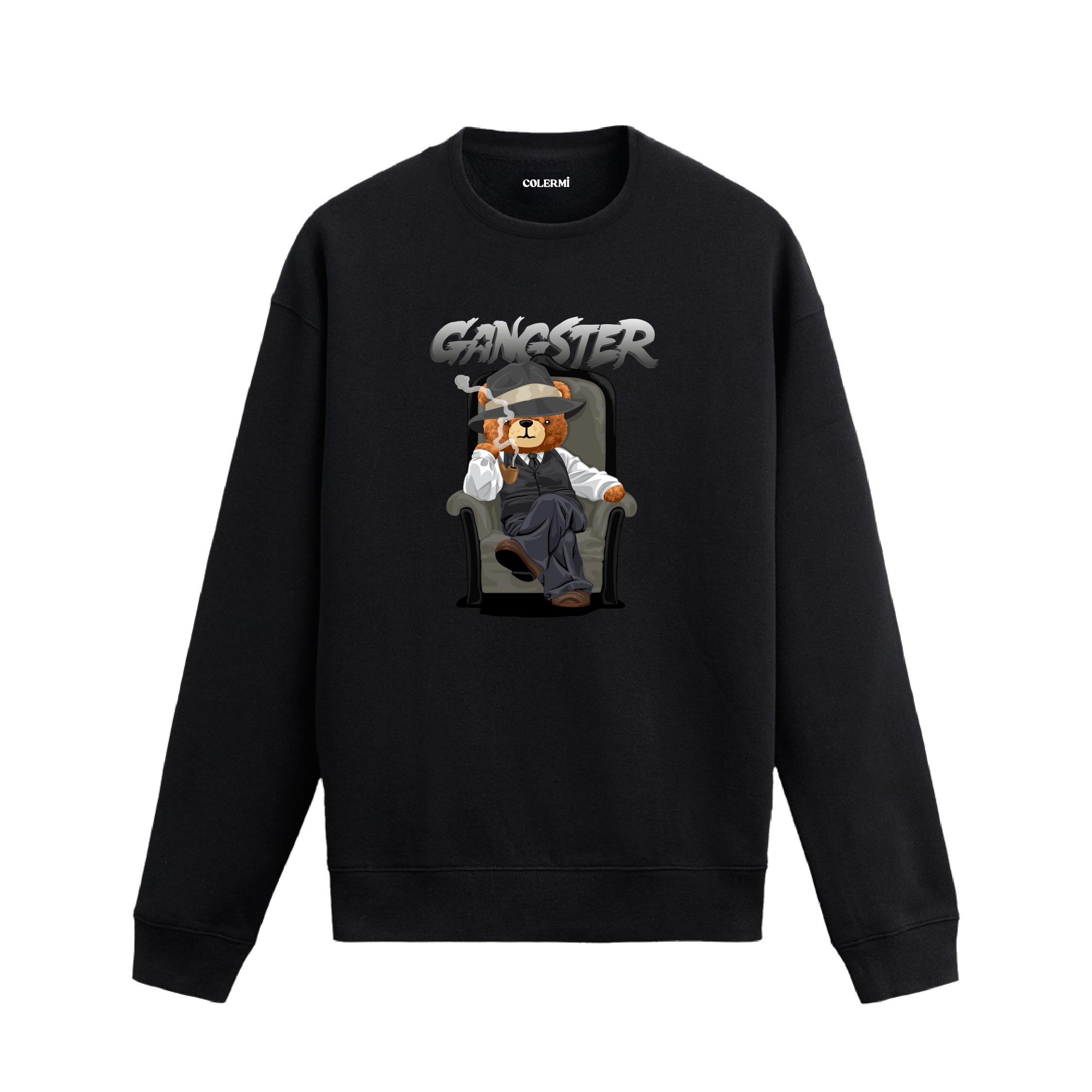 Ayıcık Baskılı Sweatshirt - Gangster Tasarımı