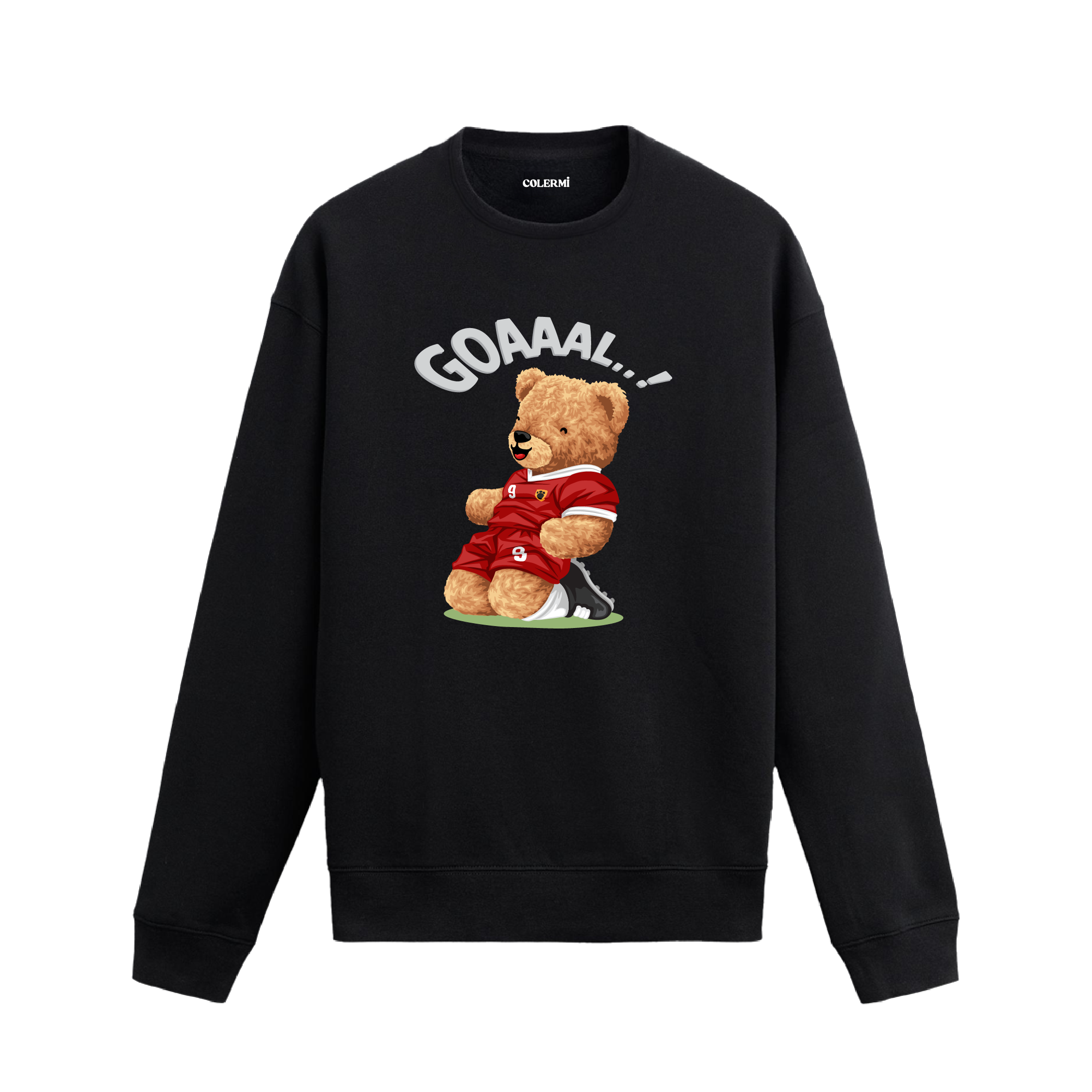 Ayıcık Baskılı Sweatshirt - Futbol Gol Sevinci