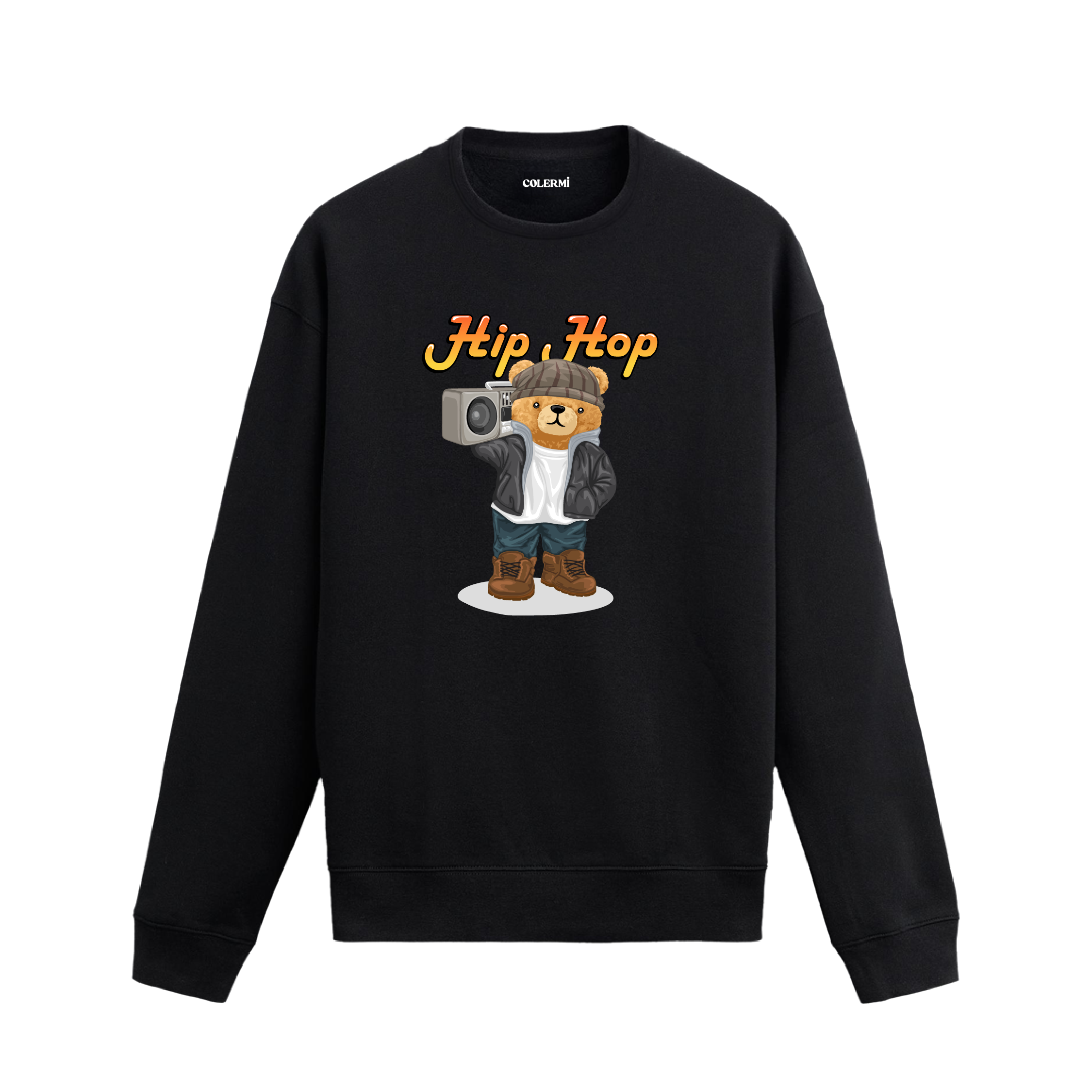 Hip Hop Ayıcık Baskılı Sweatshirt