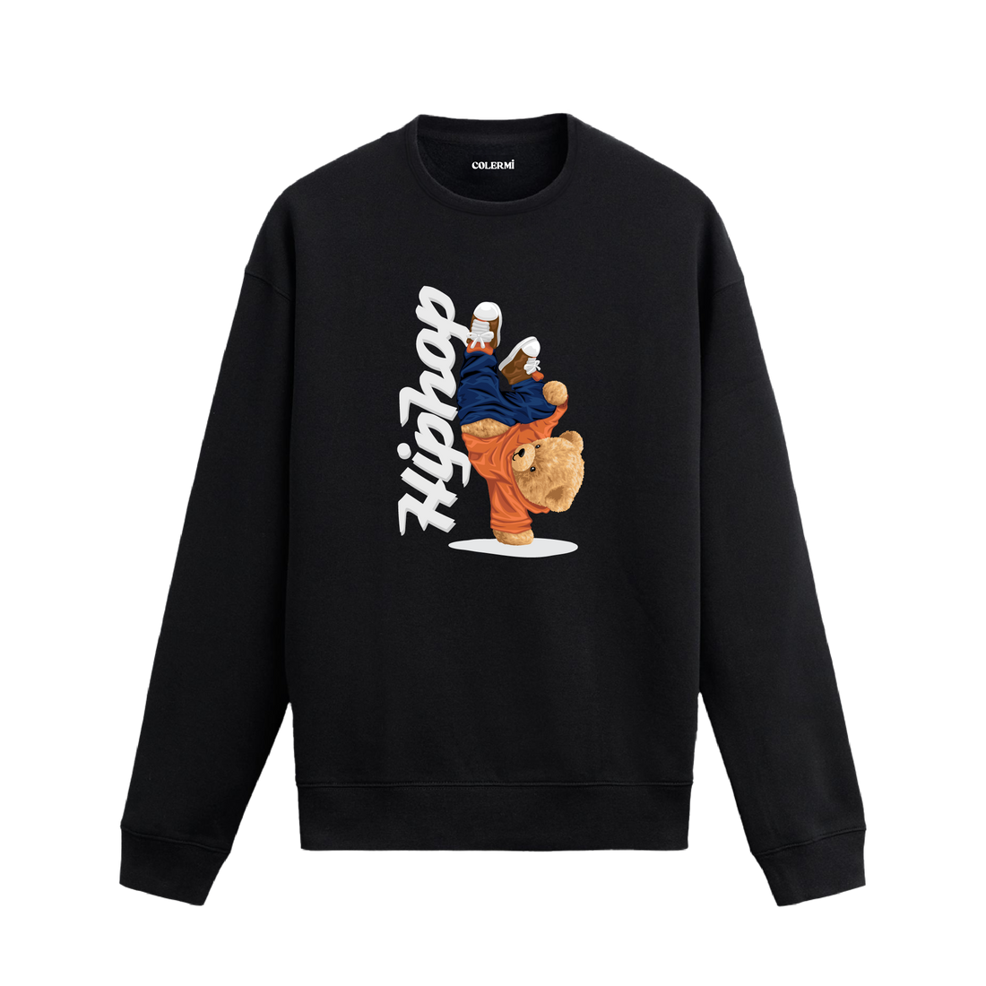 Ayıcık Baskılı Sweatshirt - Hip Hop Breakdance Tasarım