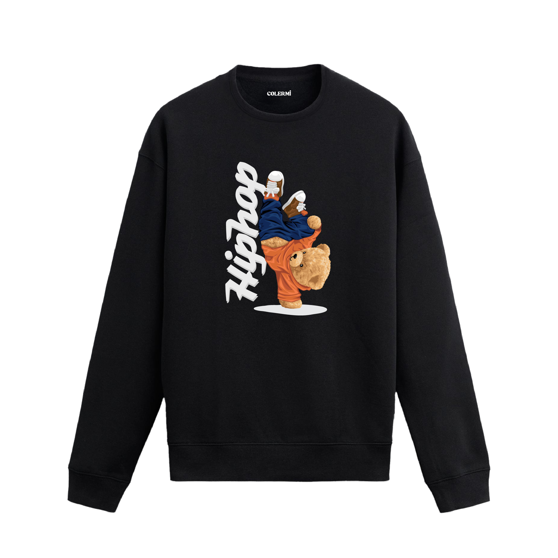 Ayıcık Baskılı Sweatshirt - Hip Hop Breakdance Tasarım