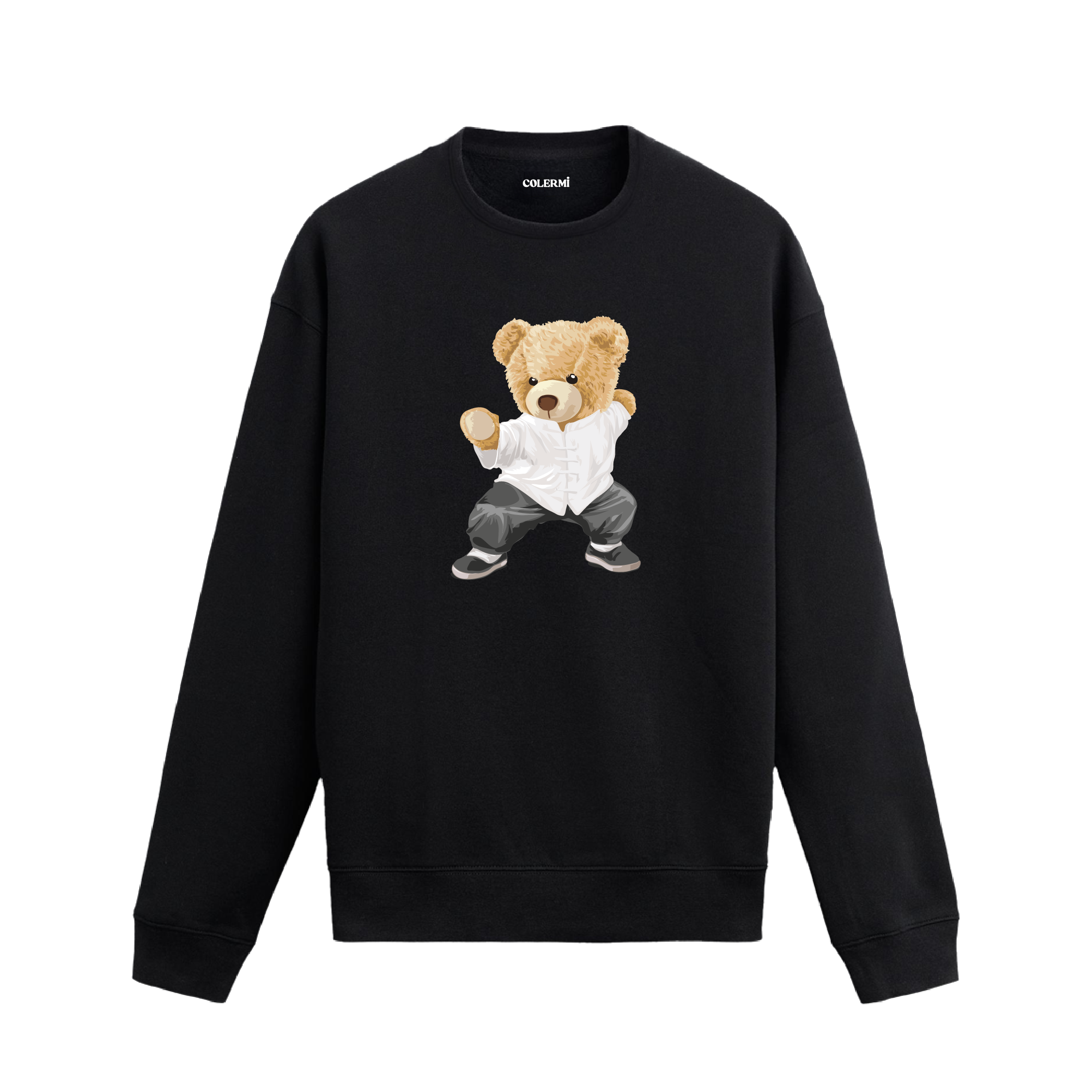 Kung Fu Ayıcık Baskılı Sweatshirt