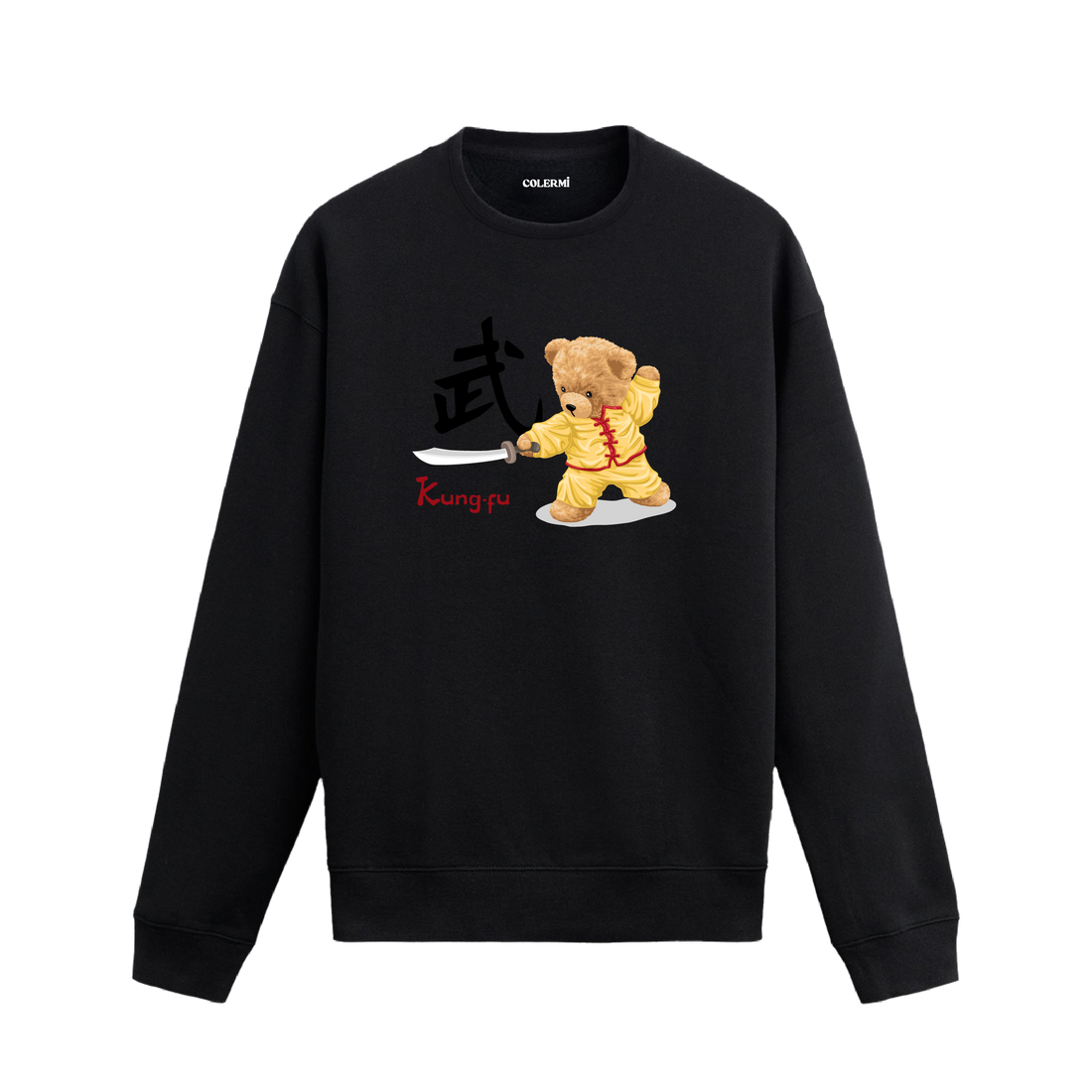 Ayıcık Baskılı Sweatshirt - Kung Fu Tasarım
