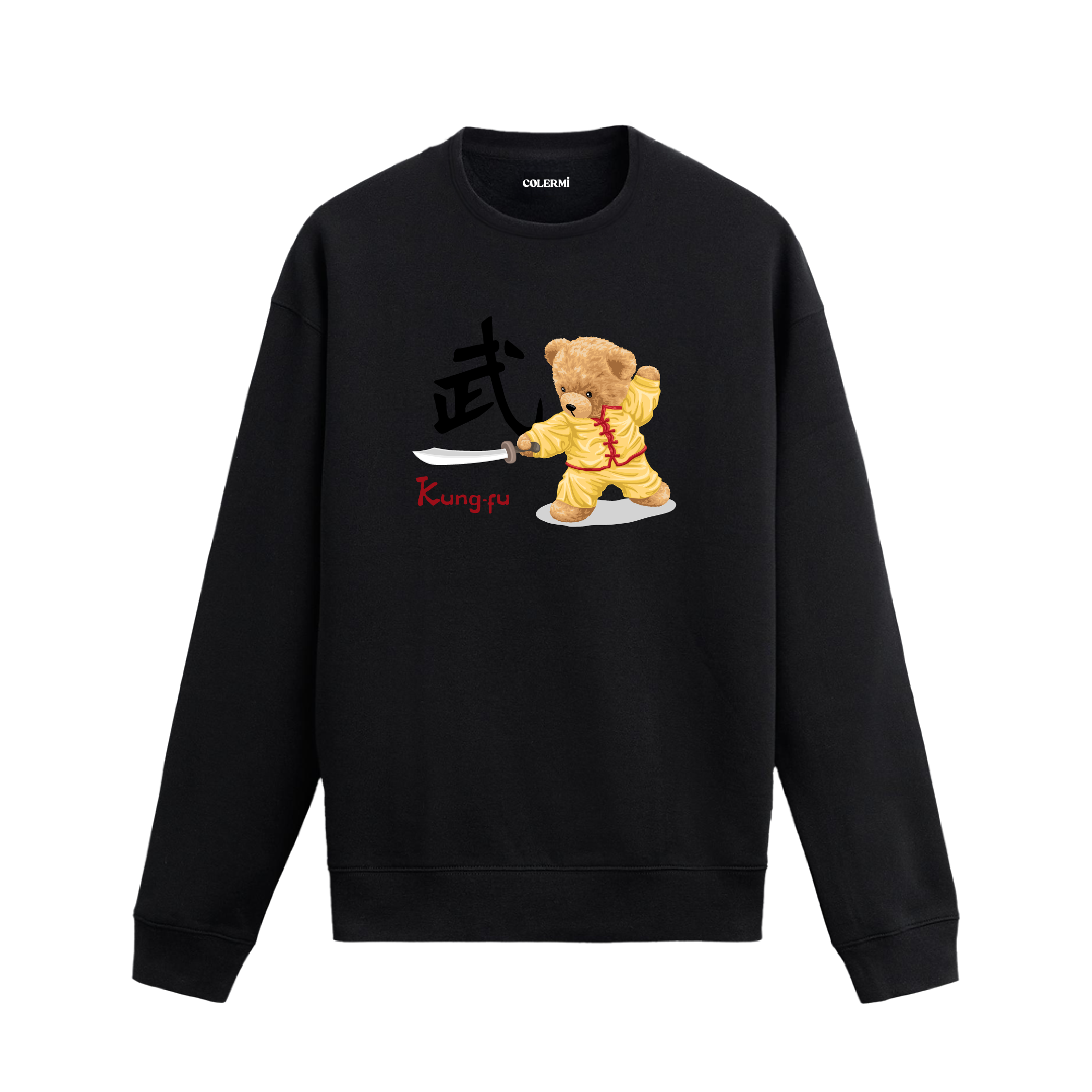 Ayıcık Baskılı Sweatshirt - Kung Fu Tasarım