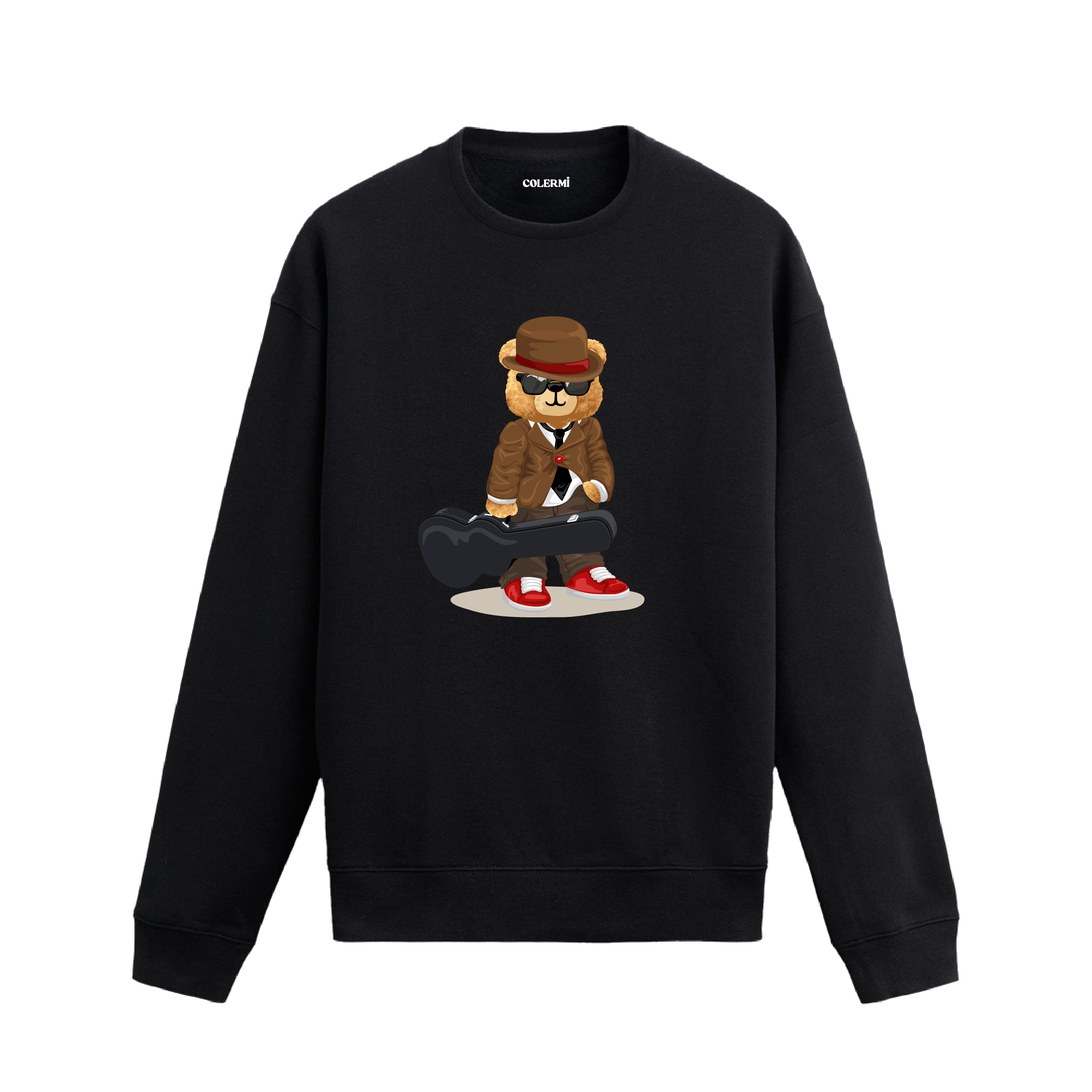 Ayıcık Baskılı Sweatshirt - Müzisyen Tarz