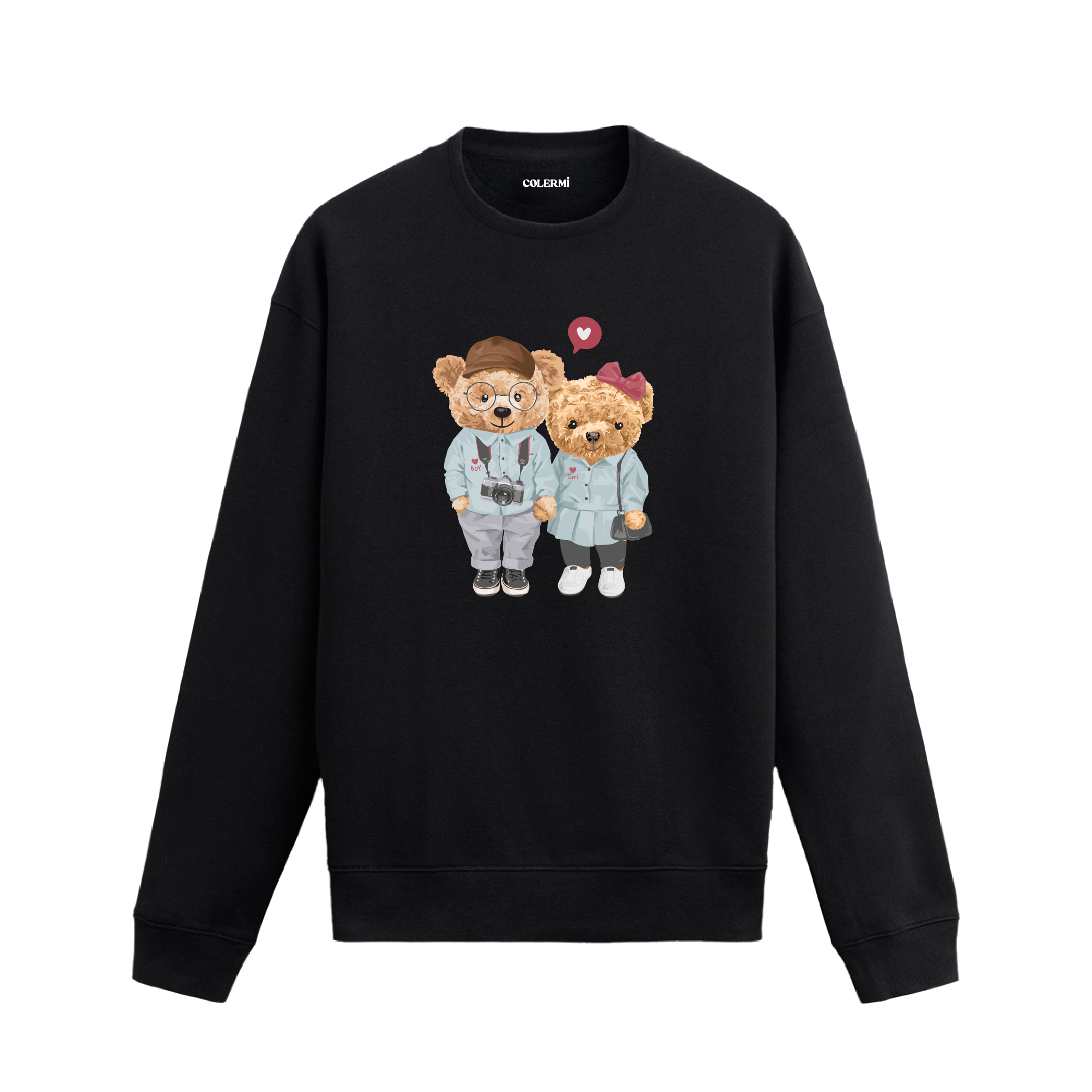 Aşık Ayıcıklar Çift Baskılı Sweatshirt