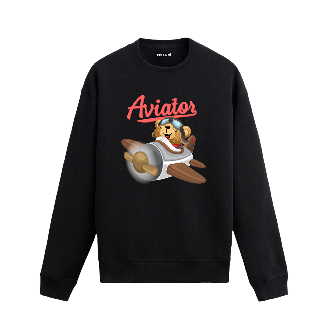 Ayıcık Baskılı Sweatshirt - Pilot Uçak