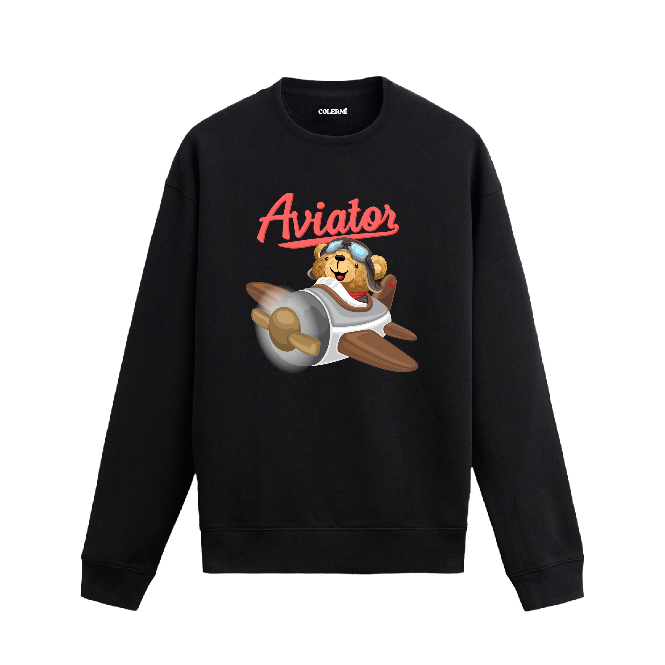 Ayıcık Baskılı Sweatshirt - Pilot Uçak