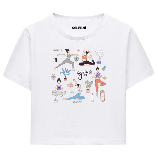 Yoga Crop T-Shirt - Yoga Günü Temalı Crop T-Shirt