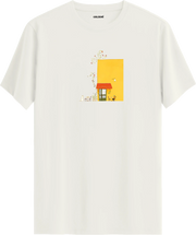 Yellow Cafe Illustration Baskılı Tişört | Colermi