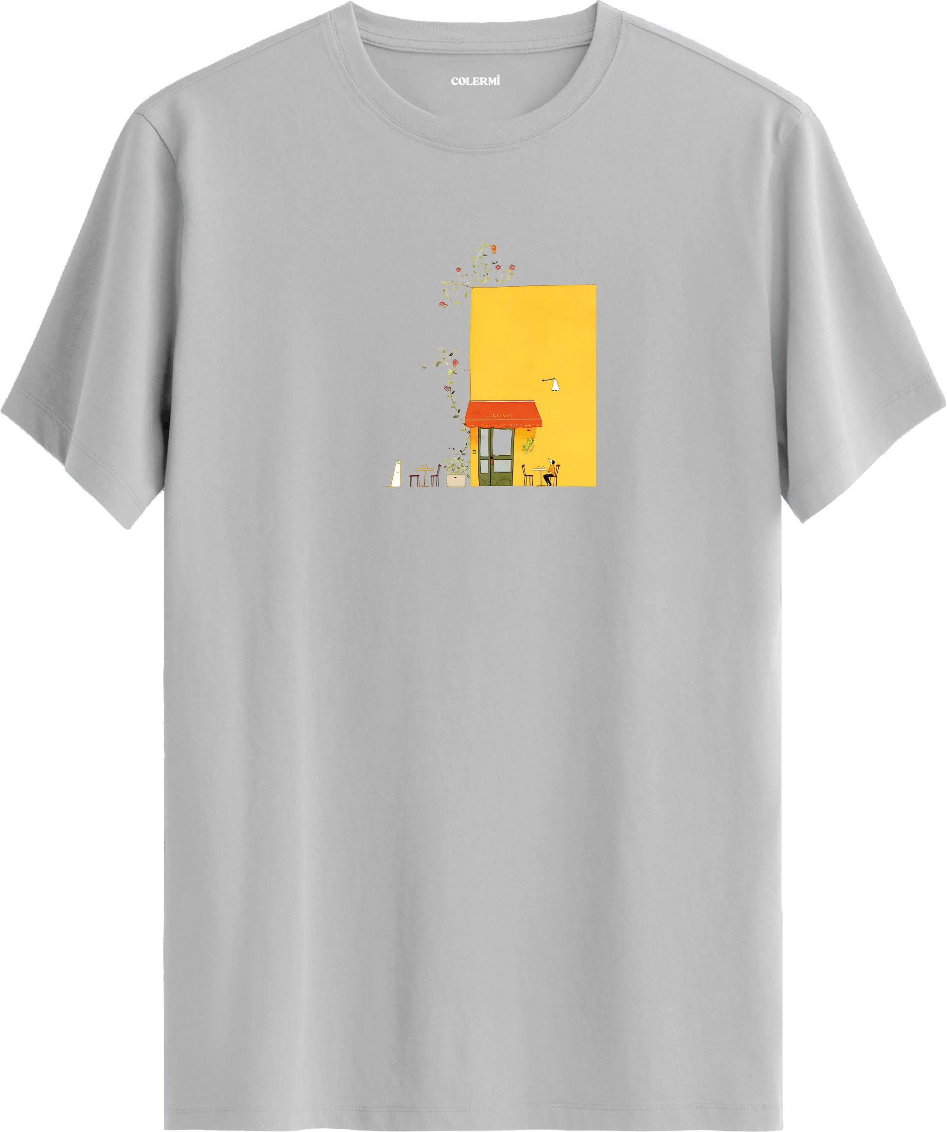 Yellow Cafe Illustration Baskılı Tişört görsel 5 | Colermi
