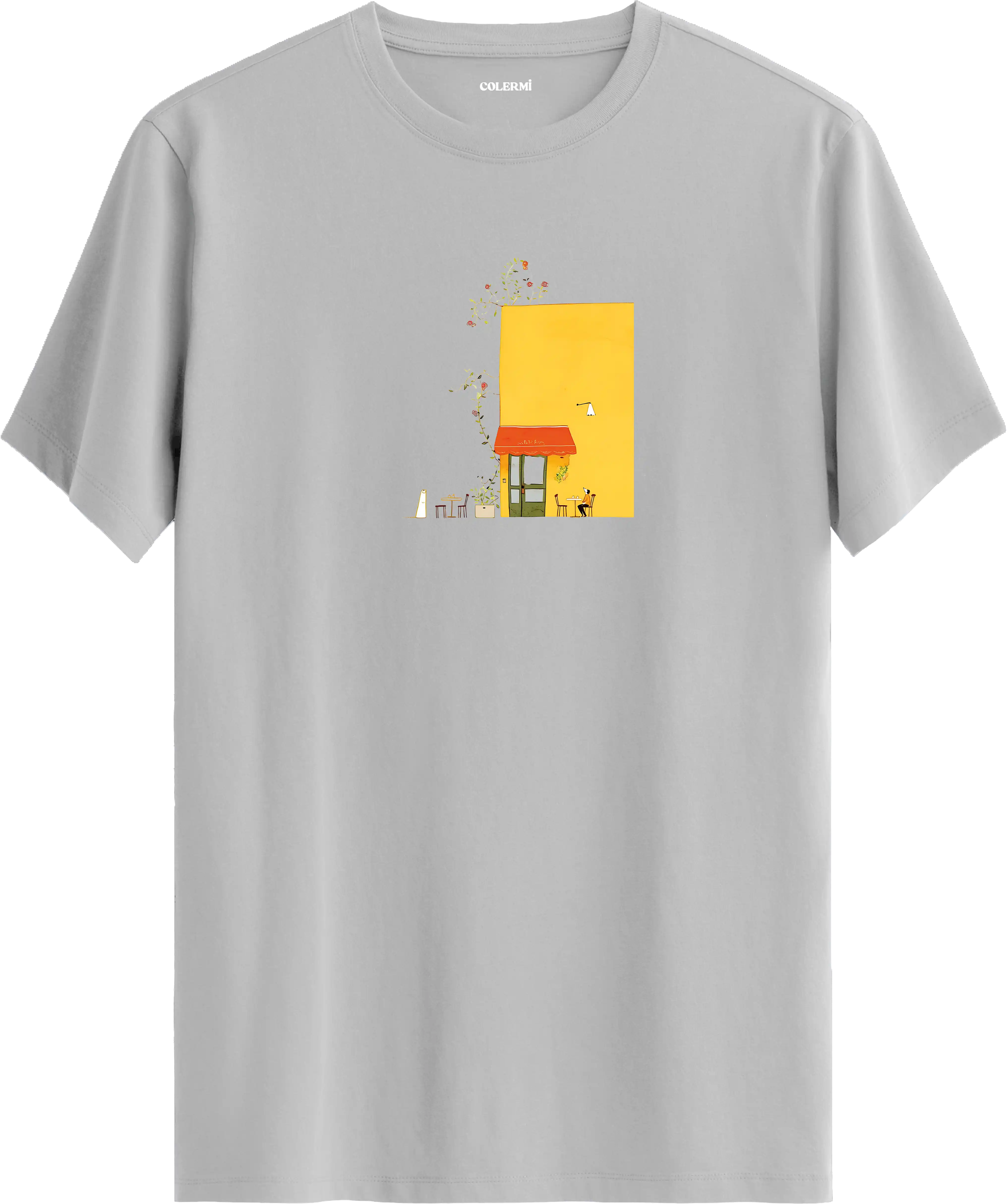 Yellow Cafe Illustration Baskılı Tişört görsel 5 | Colermi