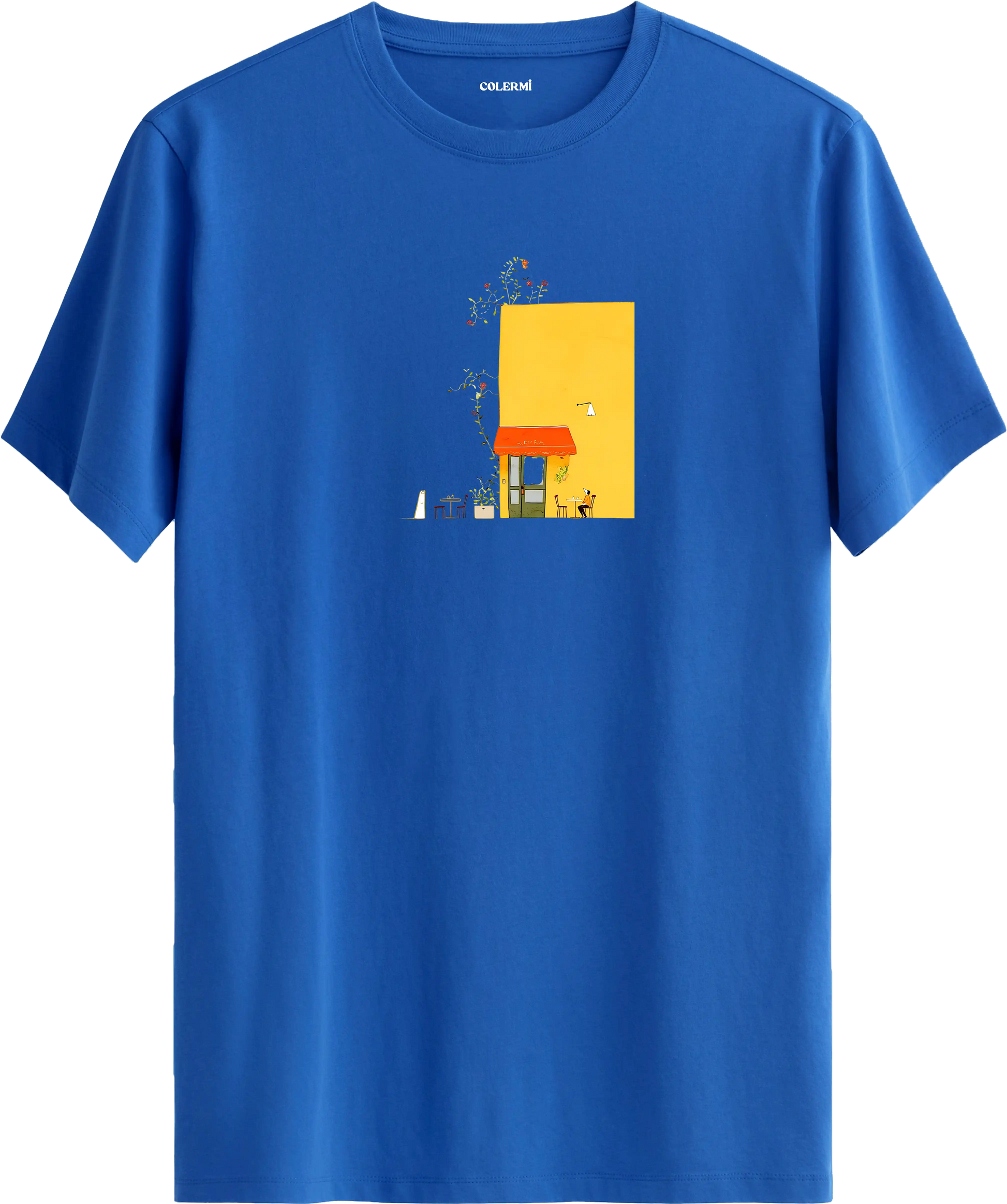 Yellow Cafe Illustration Baskılı Tişört görsel 8 | Colermi
