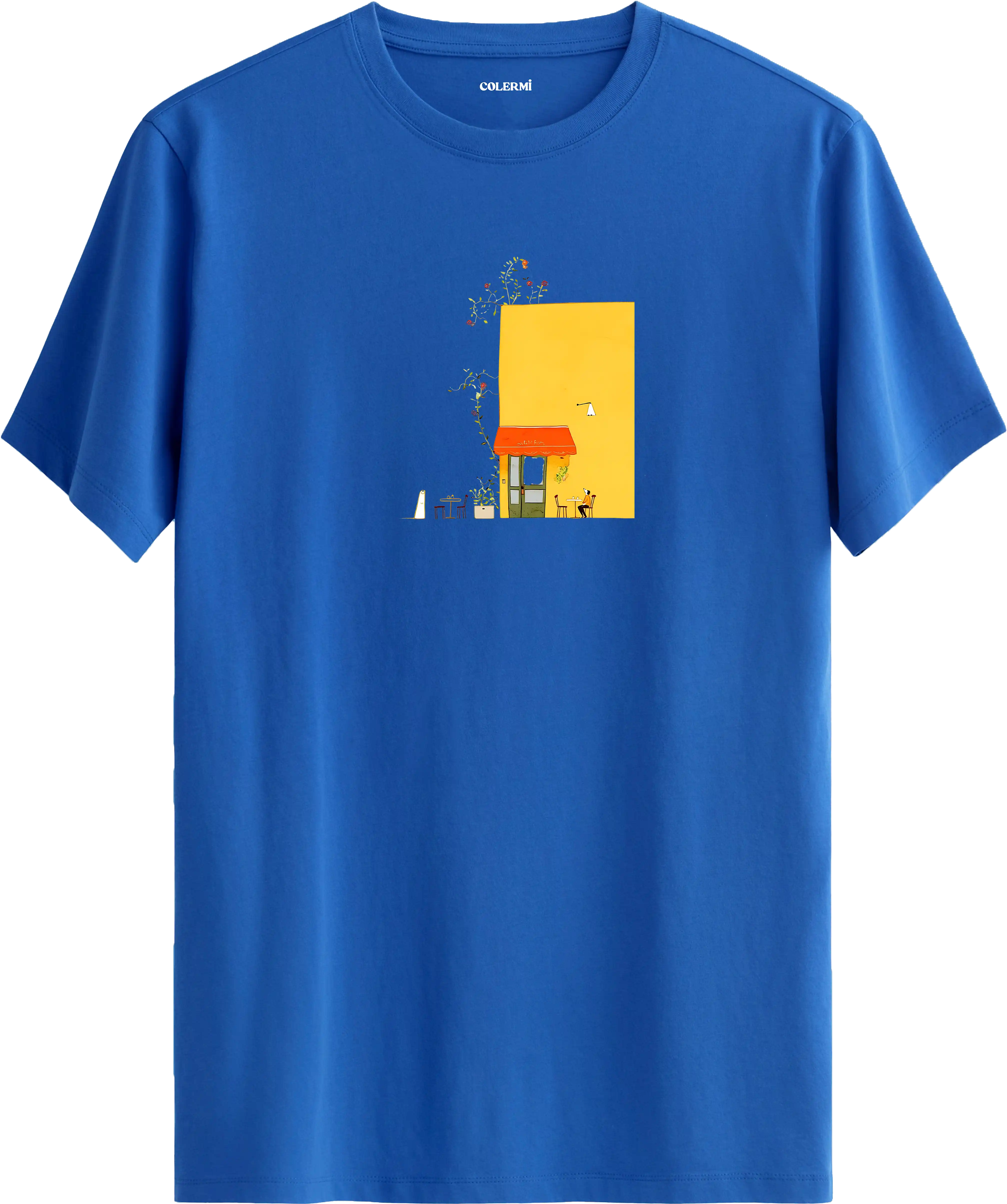 Yellow Cafe Illustration Baskılı Tişört görsel 8 | Colermi