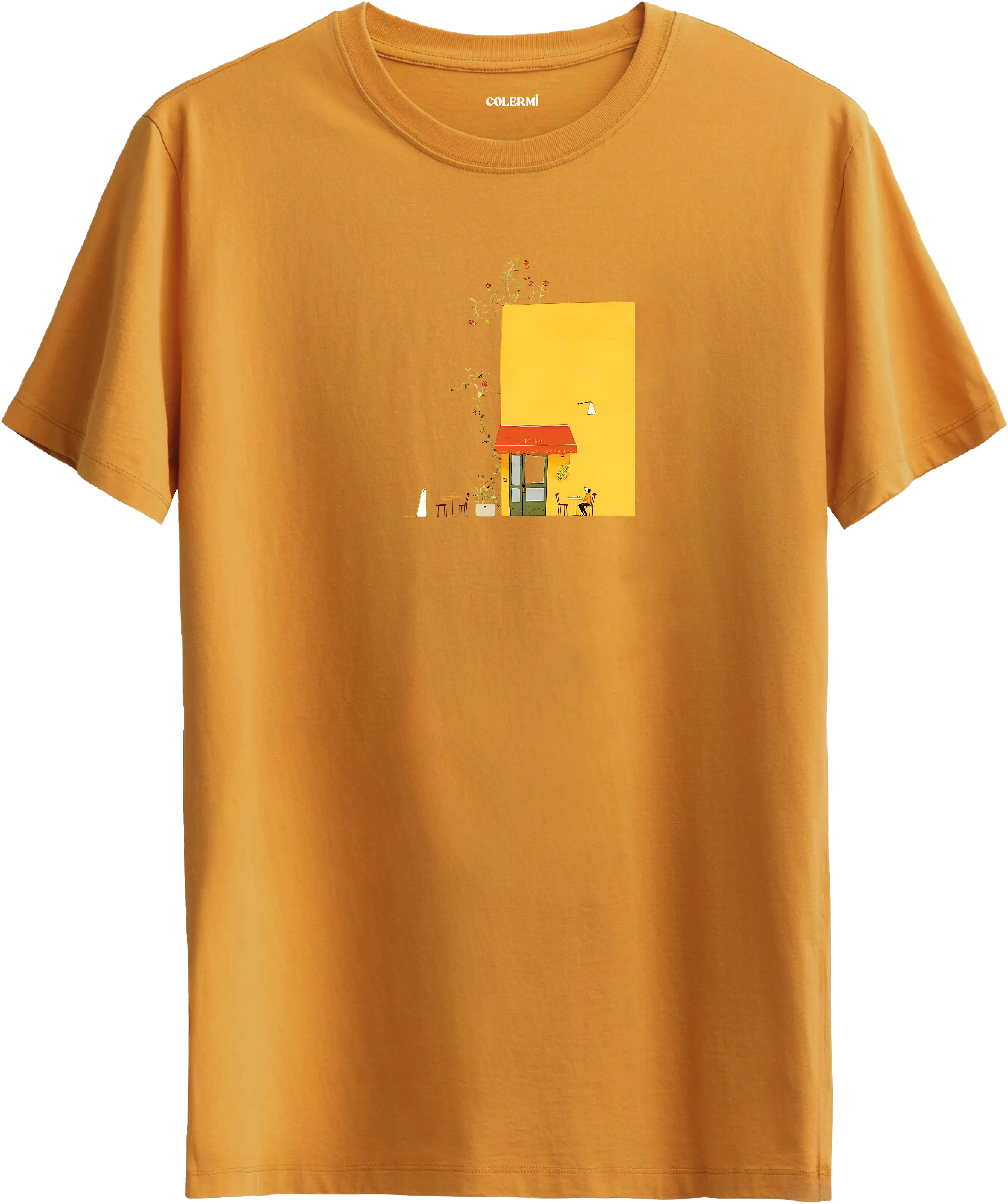 Yellow Cafe Illustration Baskılı Tişört görsel 6 | Colermi