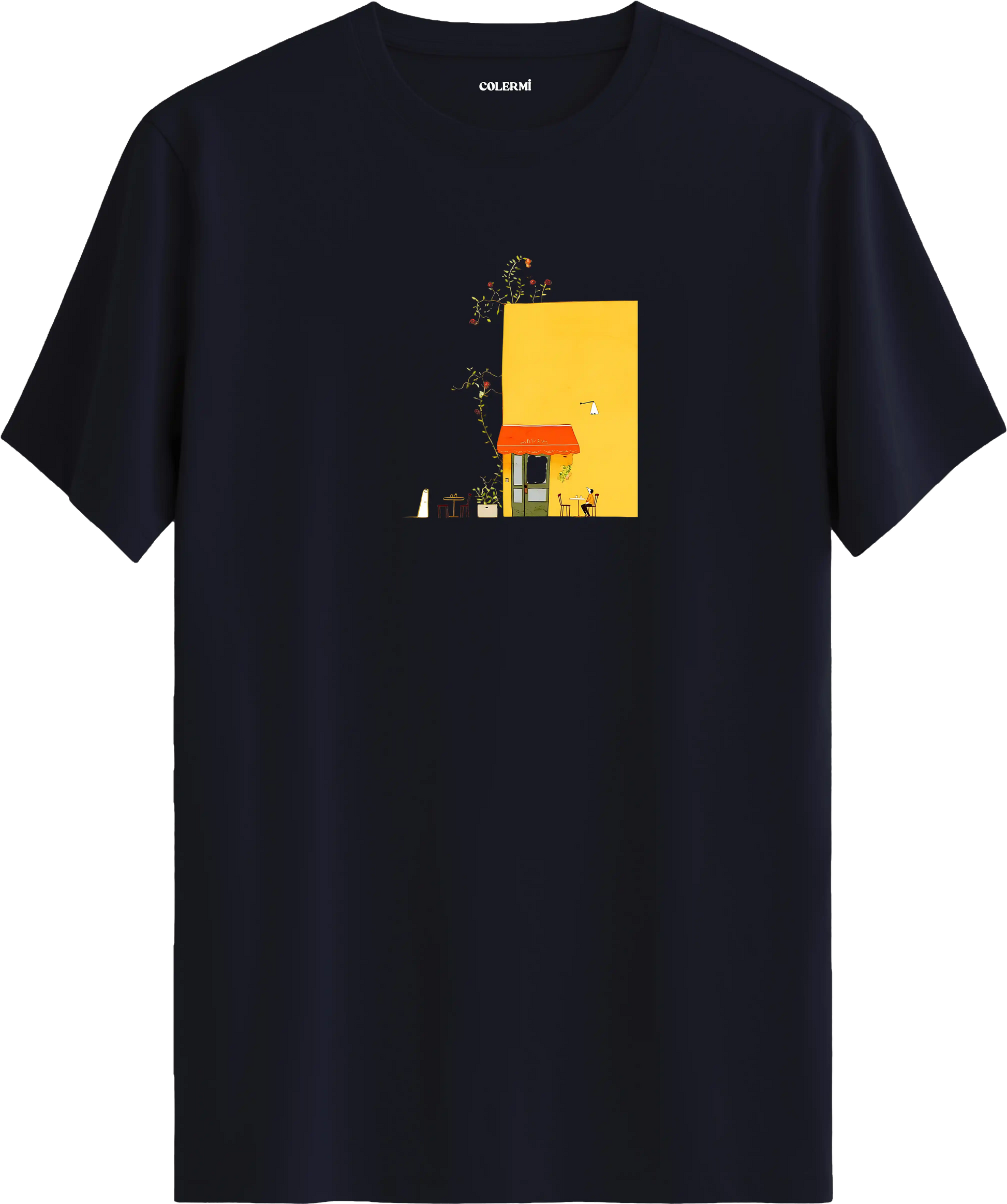 Yellow Cafe Illustration Baskılı Tişört görsel 7 | Colermi