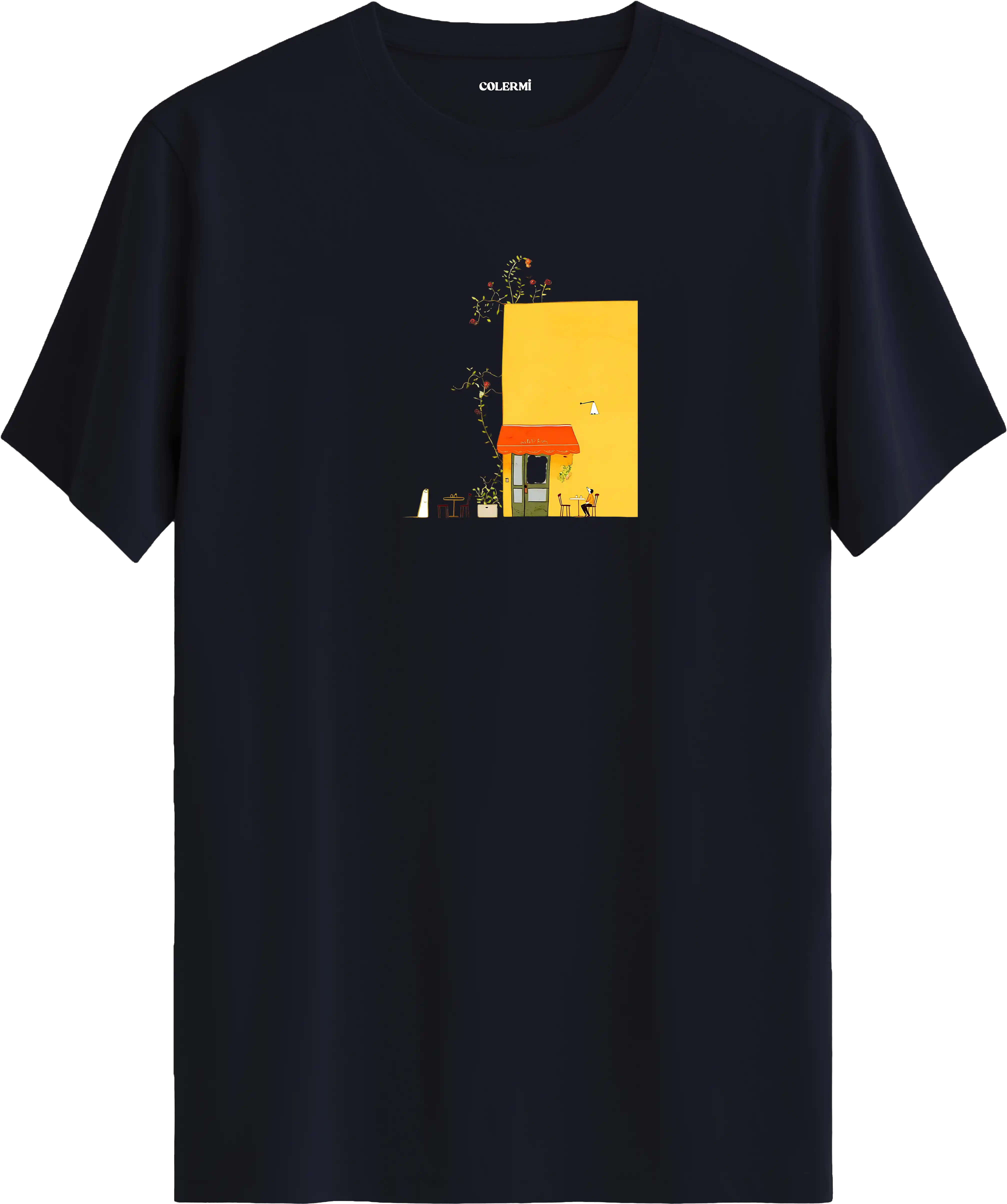 Yellow Cafe Illustration Baskılı Tişört görsel 7 | Colermi