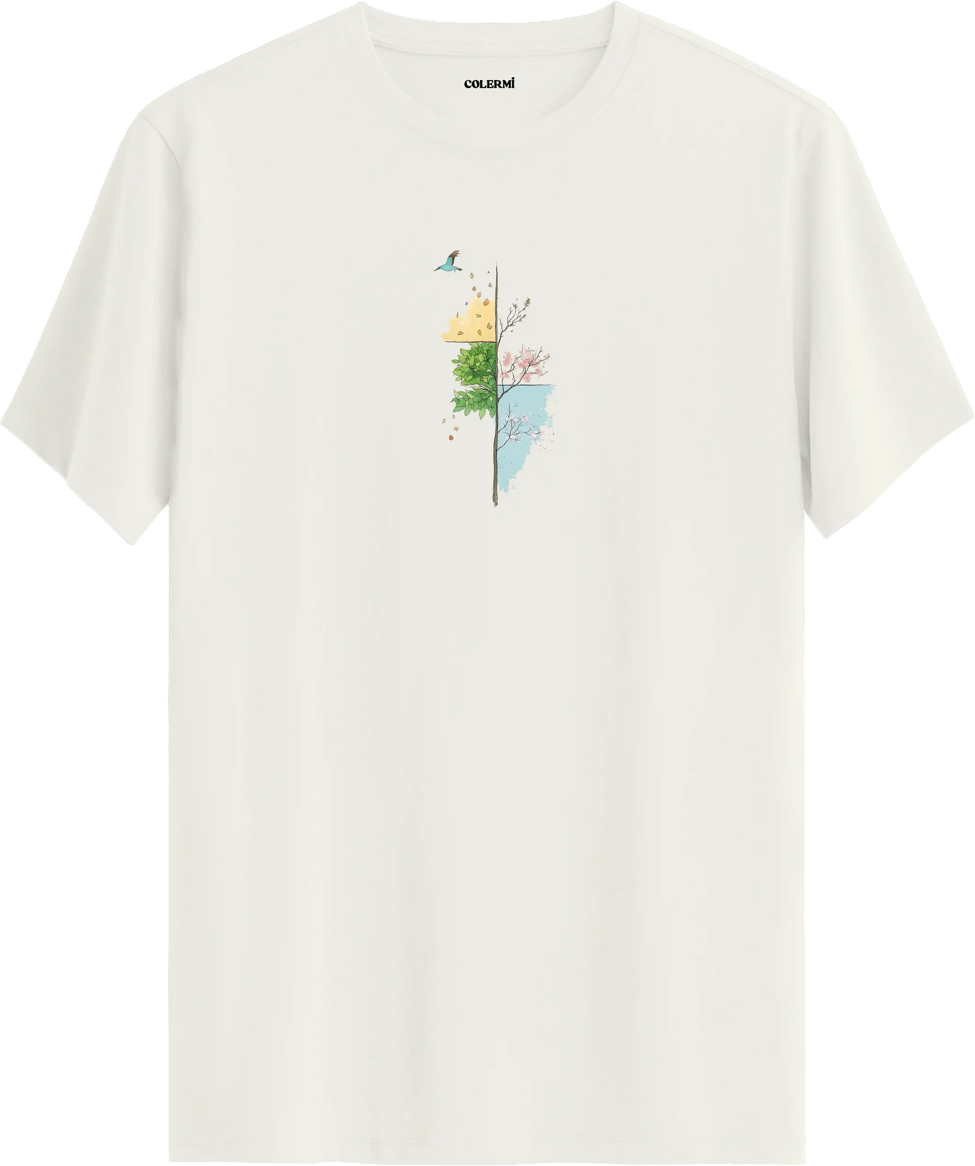 Four Seasons Tree Baskılı Tişört | Colermi