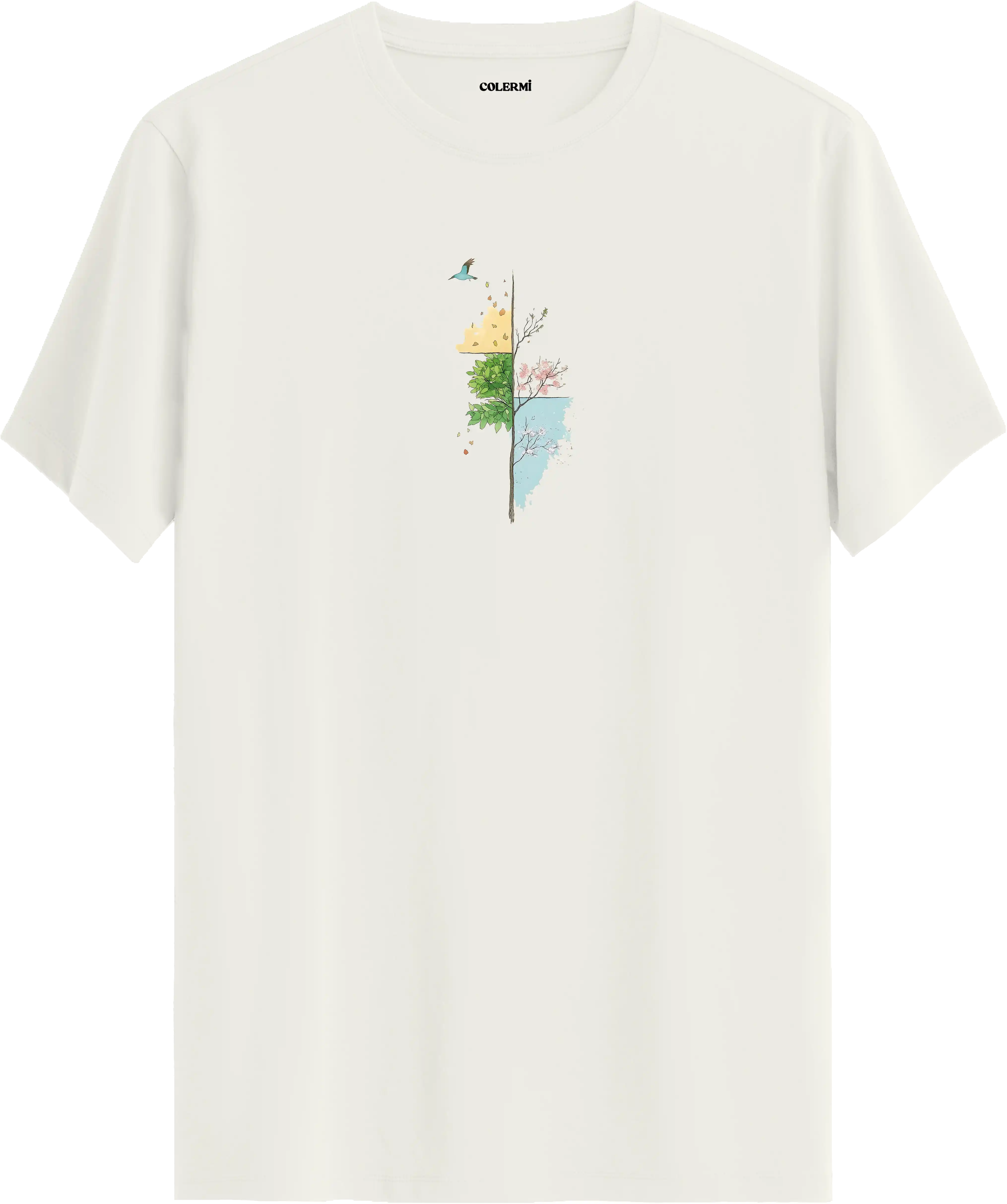 Four Seasons Tree Baskılı Tişört | Colermi