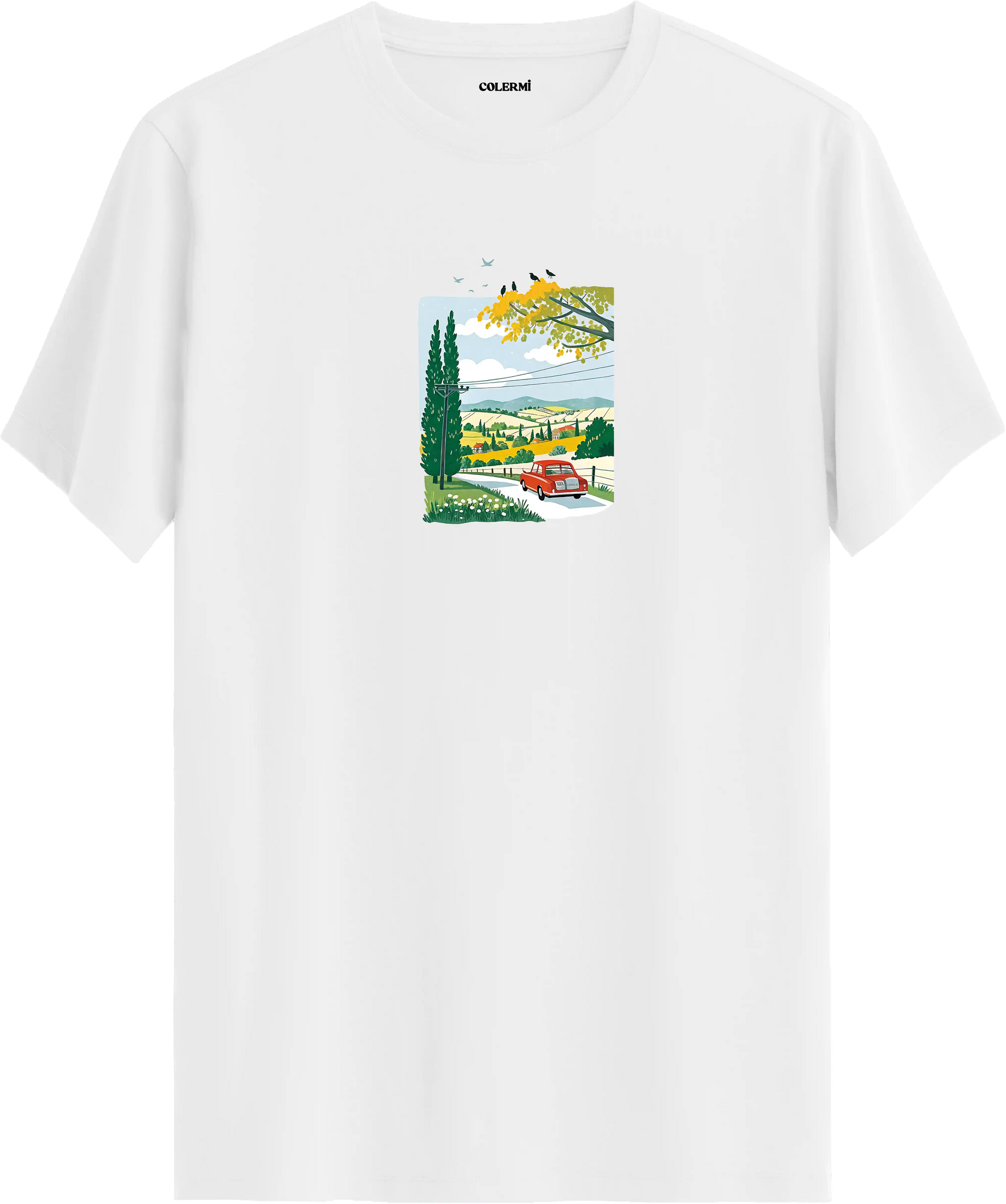 Countryside Road Trip Baskılı Tişört görsel 4 | Colermi