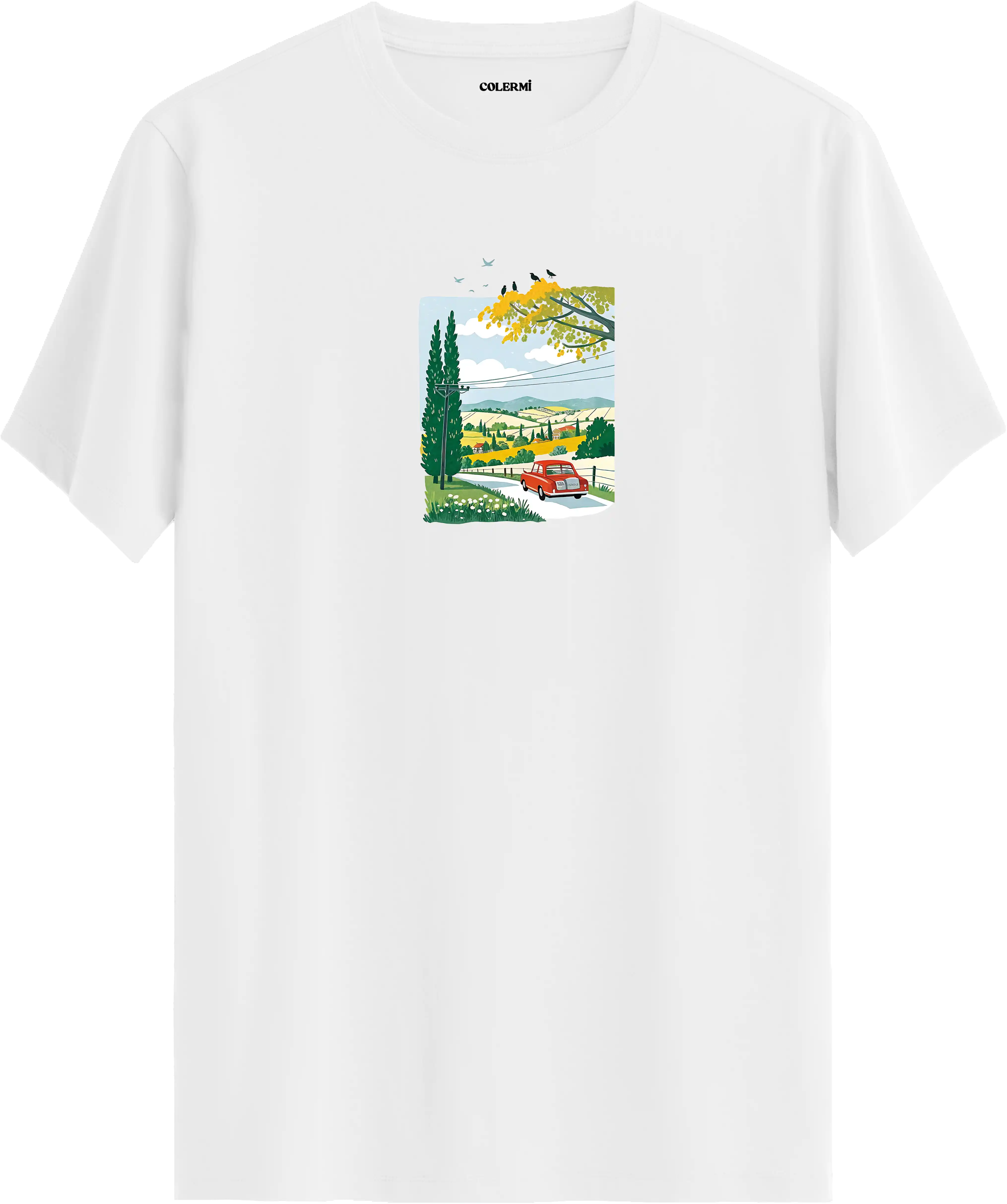 Countryside Road Trip Baskılı Tişört görsel 4 | Colermi