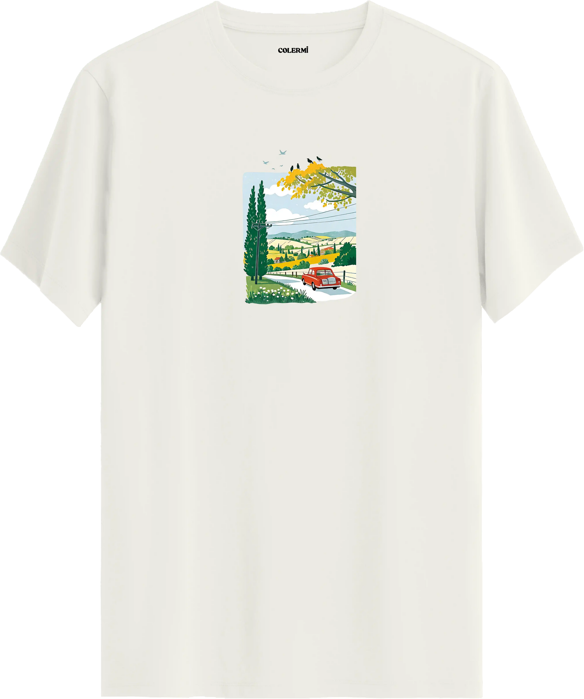 Countryside Road Trip Baskılı Tişört | Colermi