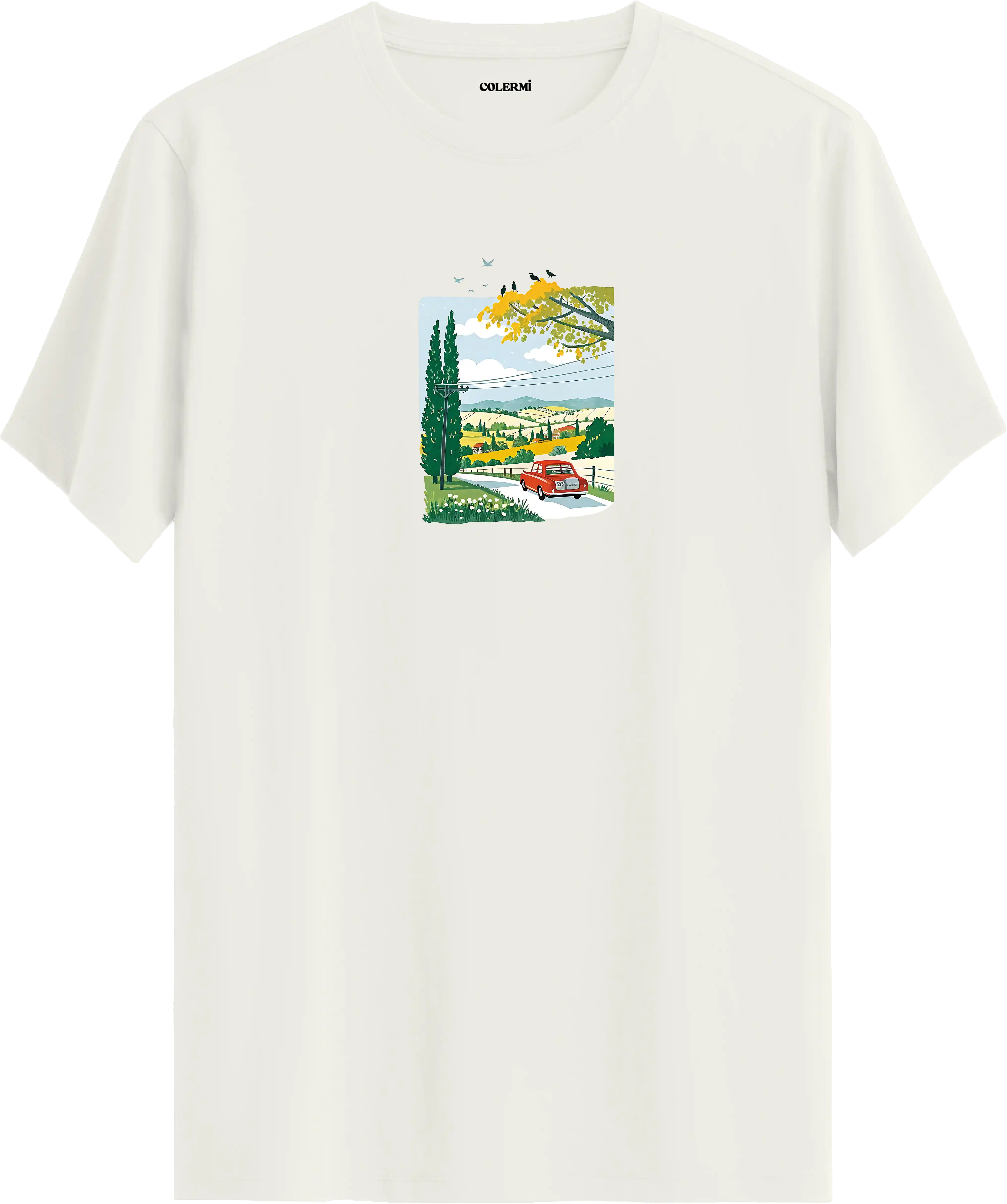 Countryside Road Trip Baskılı Tişört | Colermi