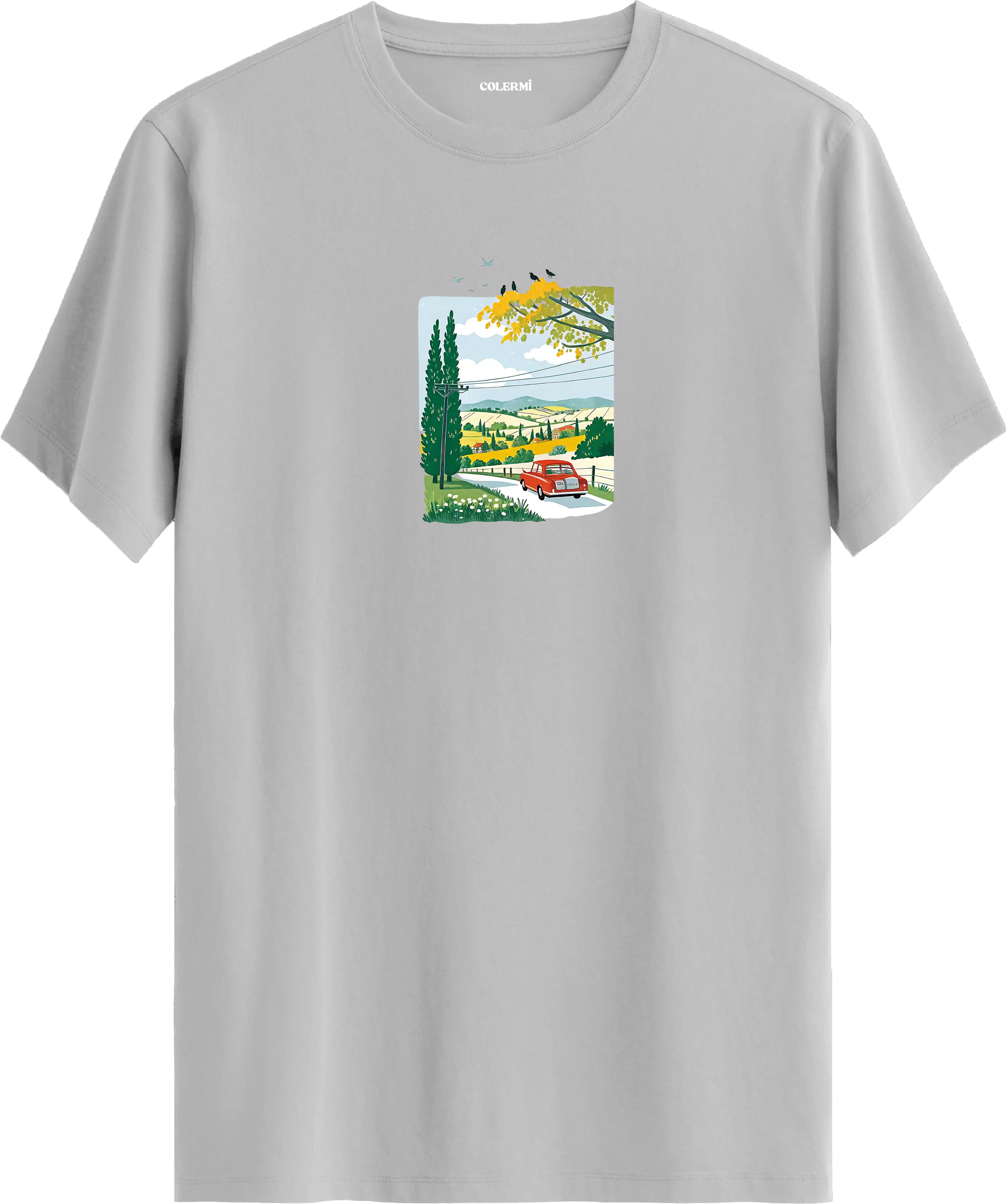 Countryside Road Trip Baskılı Tişört görsel 5 | Colermi