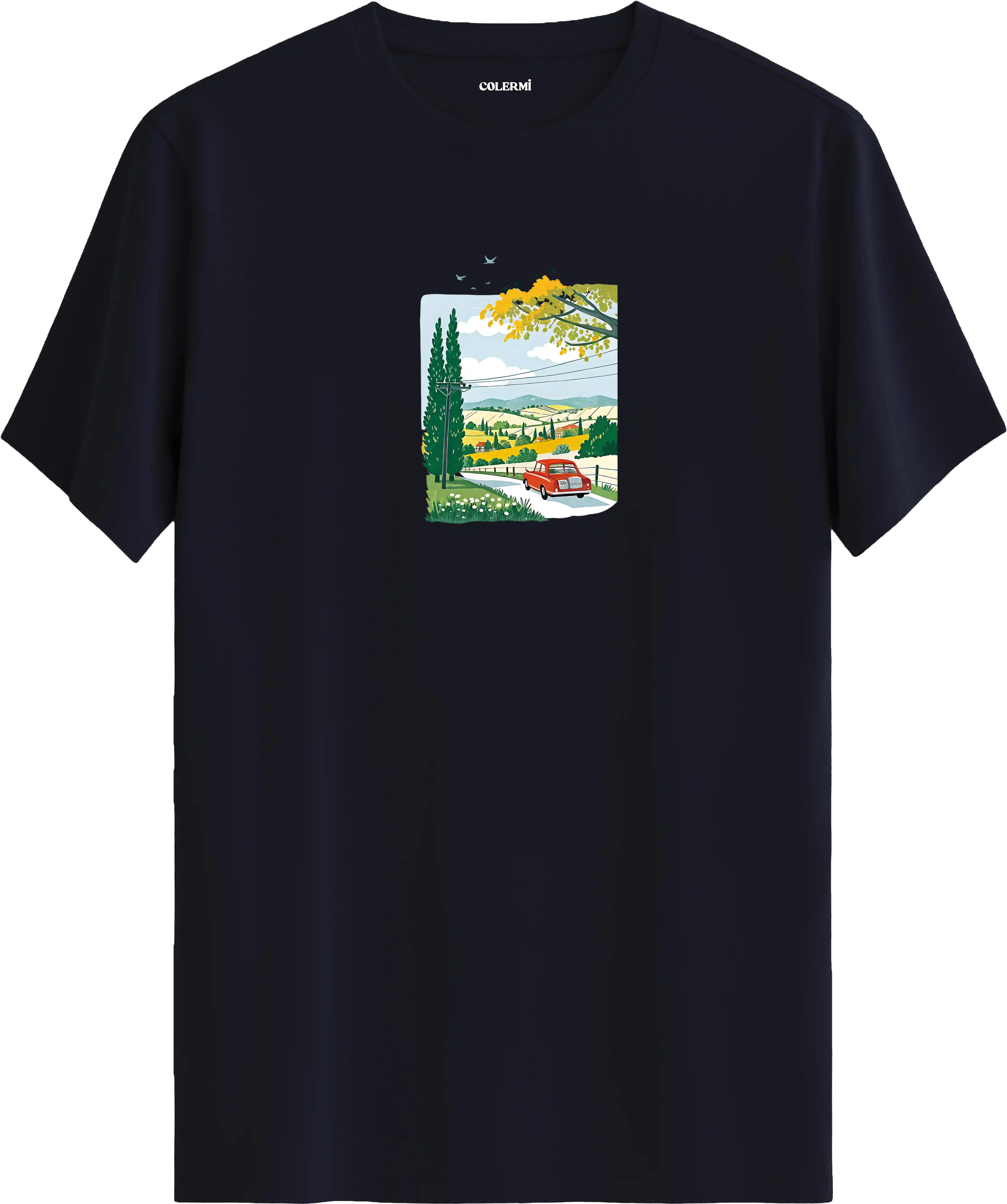 Countryside Road Trip Baskılı Tişört görsel 7 | Colermi