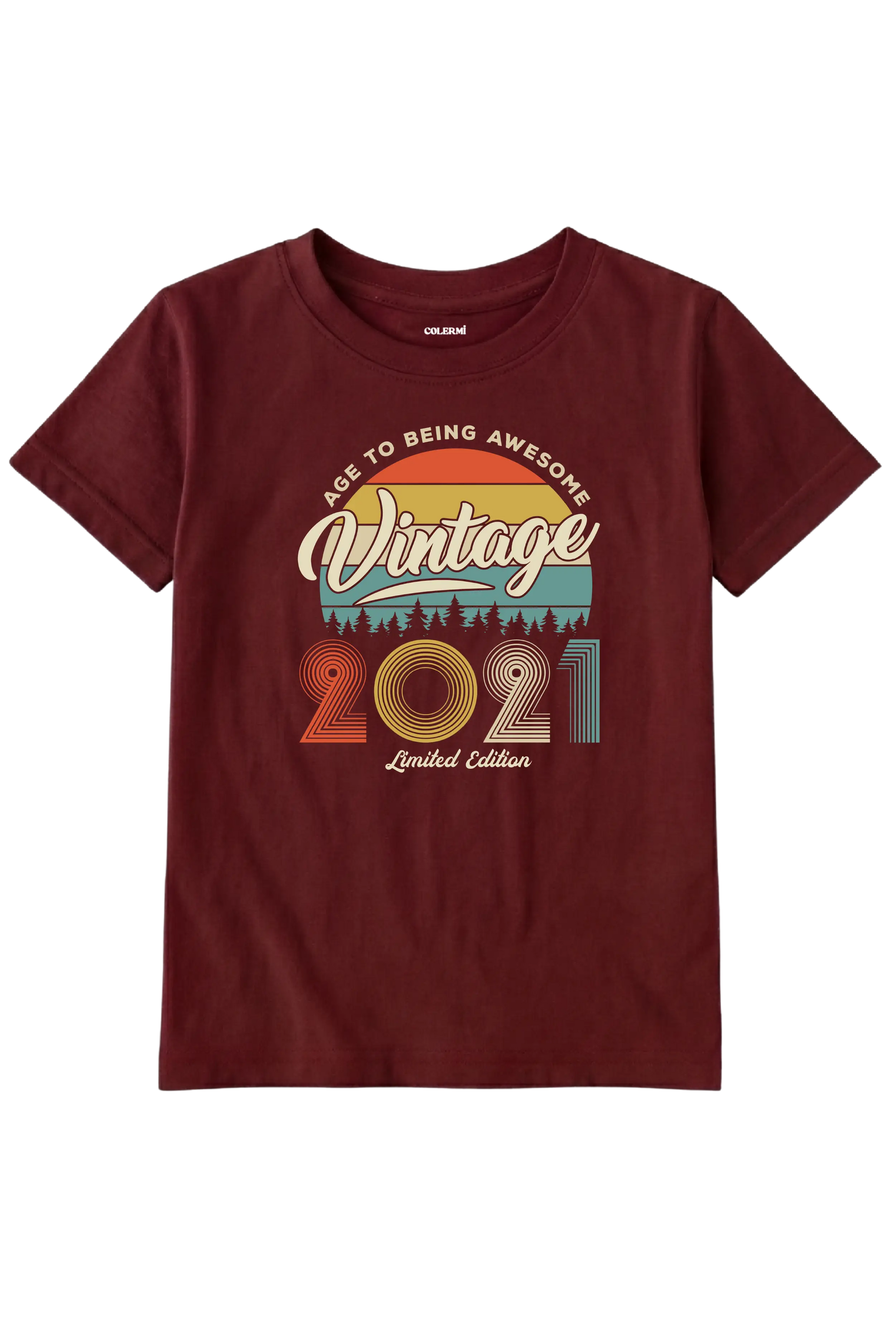 Vintage Çocuk Tişört – 2021 Doğum Tarihli Tasarım detay | Colermi