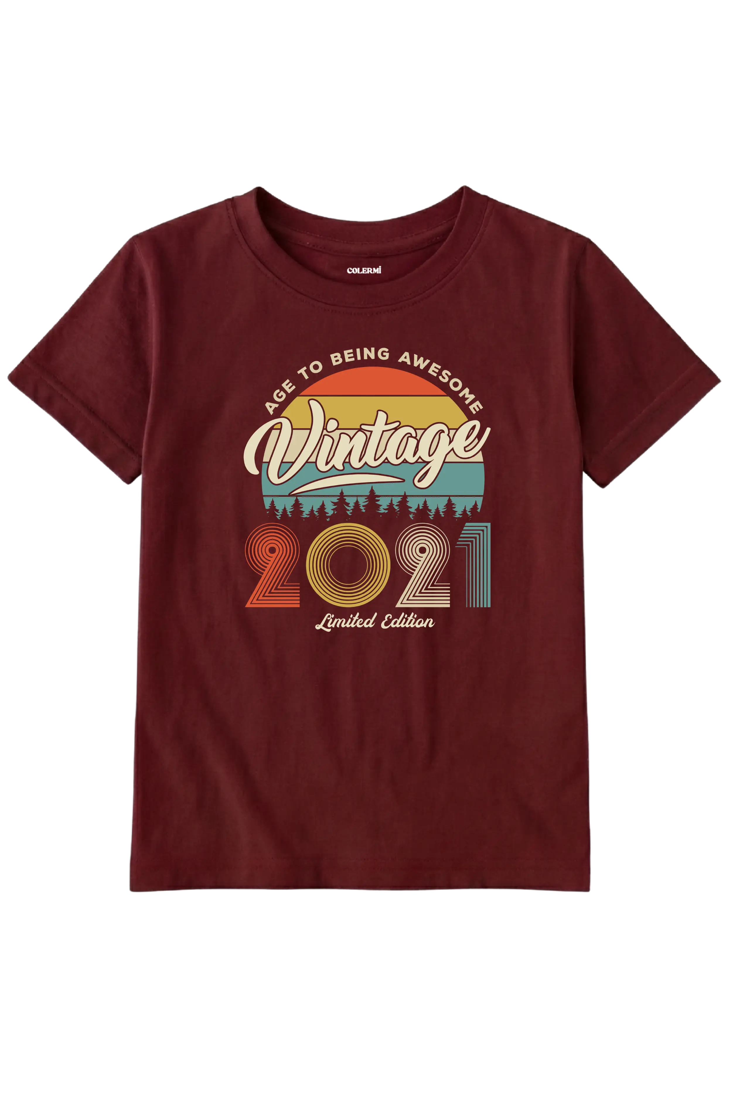 Vintage Çocuk Tişört – 2021 Doğum Tarihli Tasarım detay | Colermi