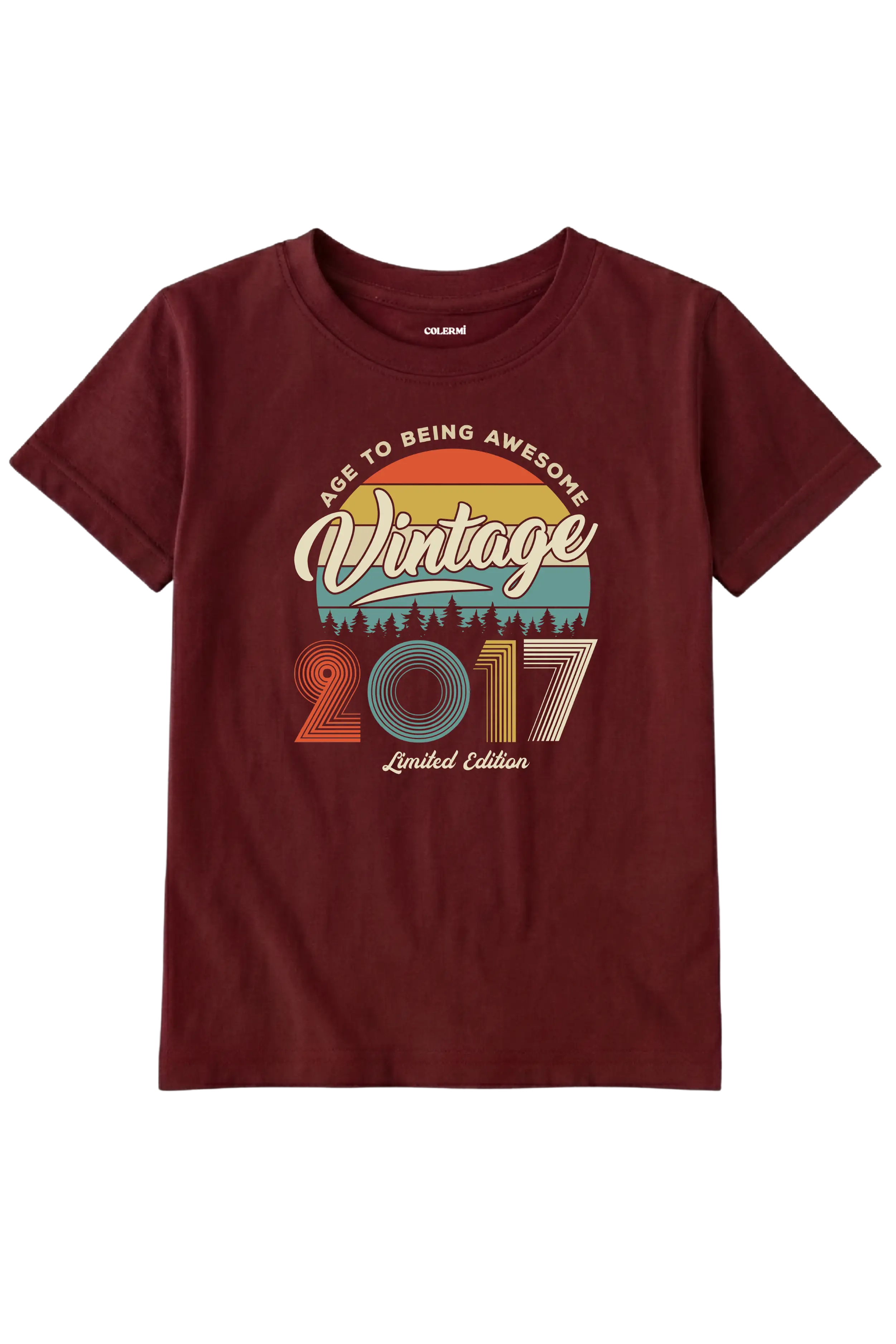 Vintage Çocuk Tişört – 2017 Doğum Tarihli Tasarım detay | Colermi