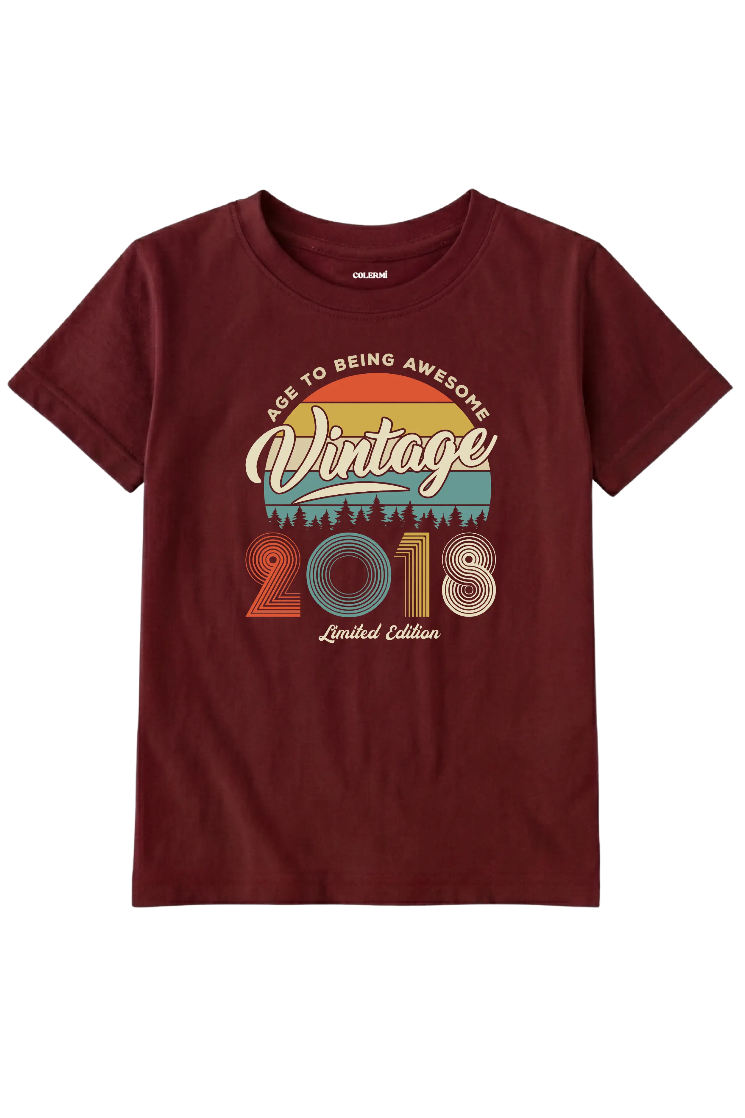 Vintage Çocuk Tişört – 2018 Doğum Tarihli Tasarım detay | Colermi
