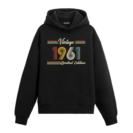 1961 doğumlu kişiler için tasarlanmış siyah klasik vintage hoodie