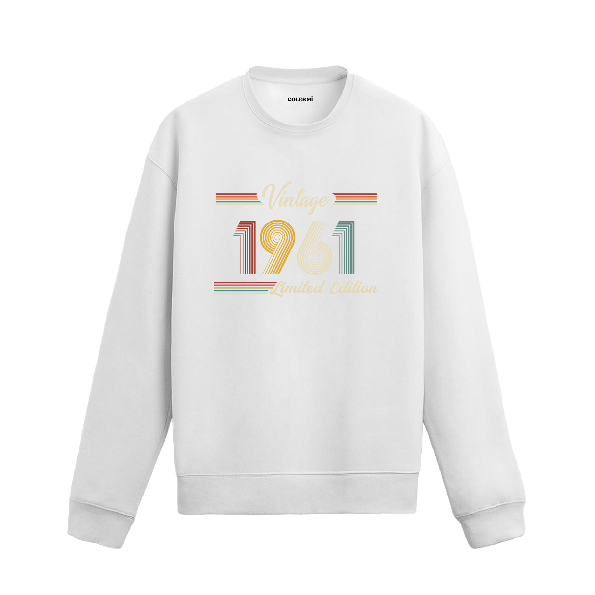 Retro tipografili 1961 Klasik Vintage Colermi sweatshirt
