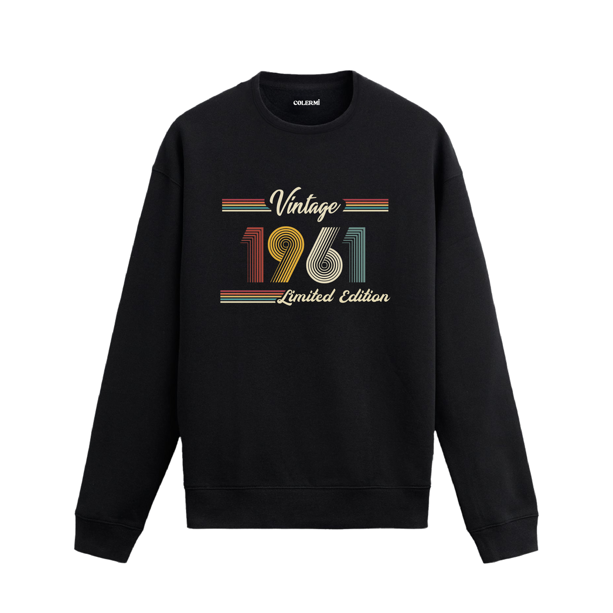 Retro tipografili 1961 Klasik Vintage Colermi sweatshirt