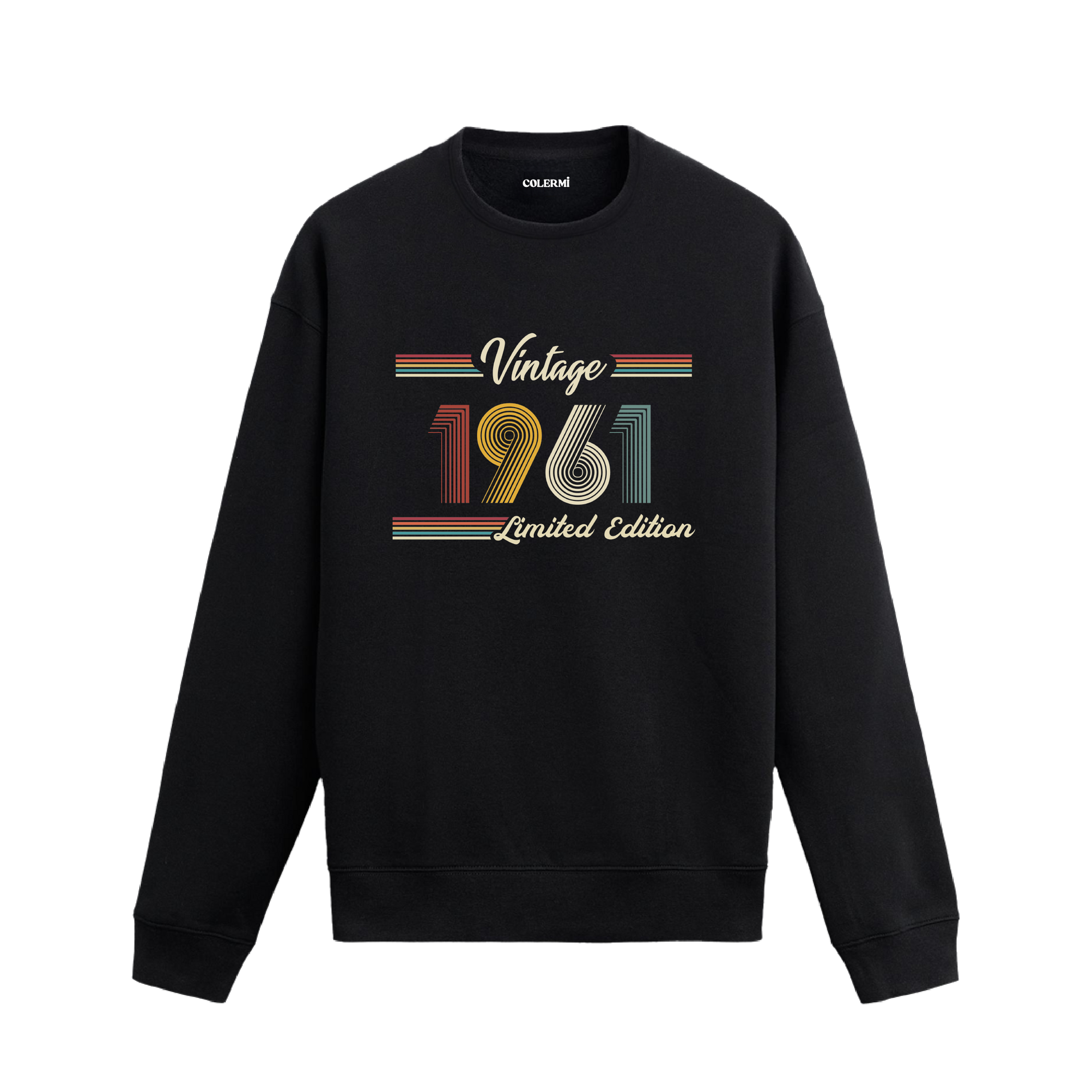 Retro tipografili 1961 Klasik Vintage Colermi sweatshirt