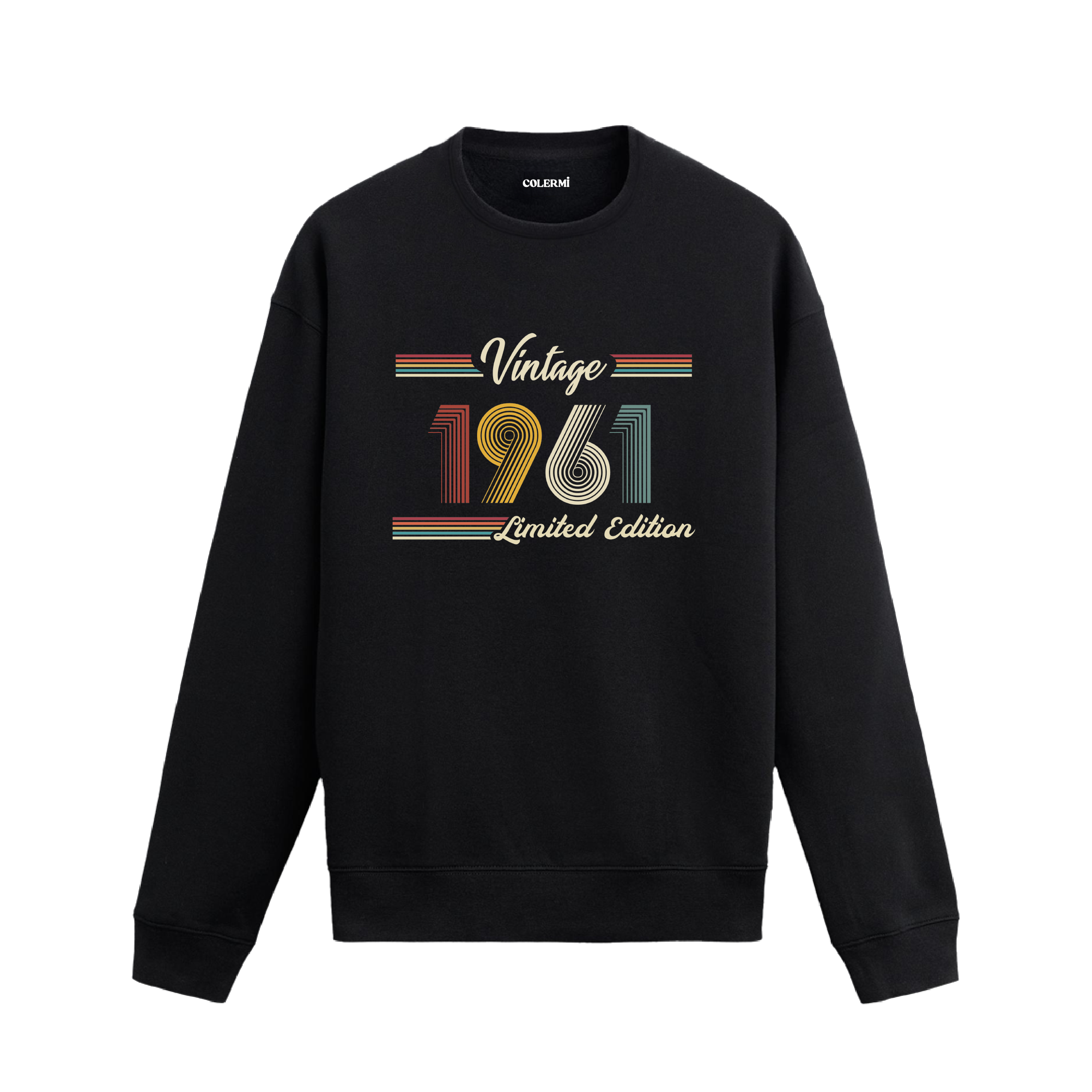 Retro tipografili 1961 Klasik Vintage Colermi sweatshirt