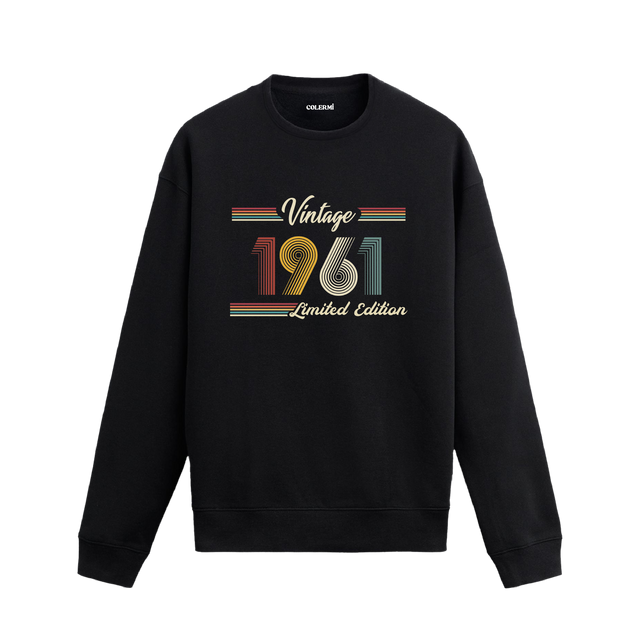 Retro tipografili 1961 Klasik Vintage Colermi sweatshirt