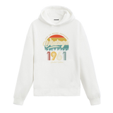 1961 Vintage Hoodie, nostaljik yıl baskılı pamuklu beyaz hoodie.
