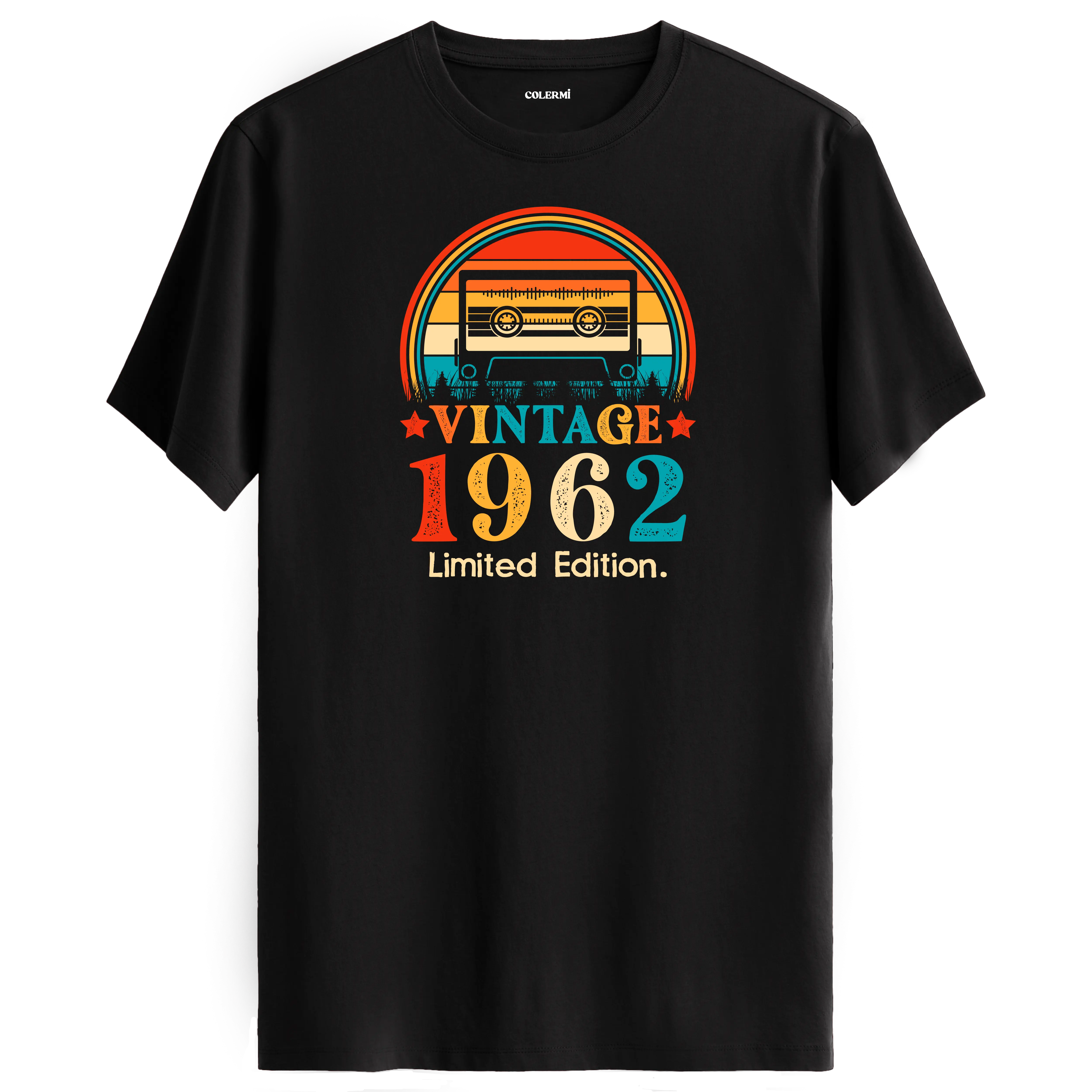 Siyah vintage t-shirt, 1962’nin ikonik müzik ruhunu yansıtıyor.