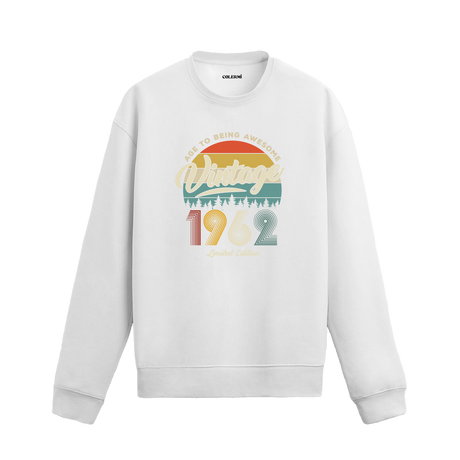 1962 yıl baskılı siyah retro vintage sweatshirt