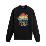 1962 yıl baskılı siyah retro vintage sweatshirt
