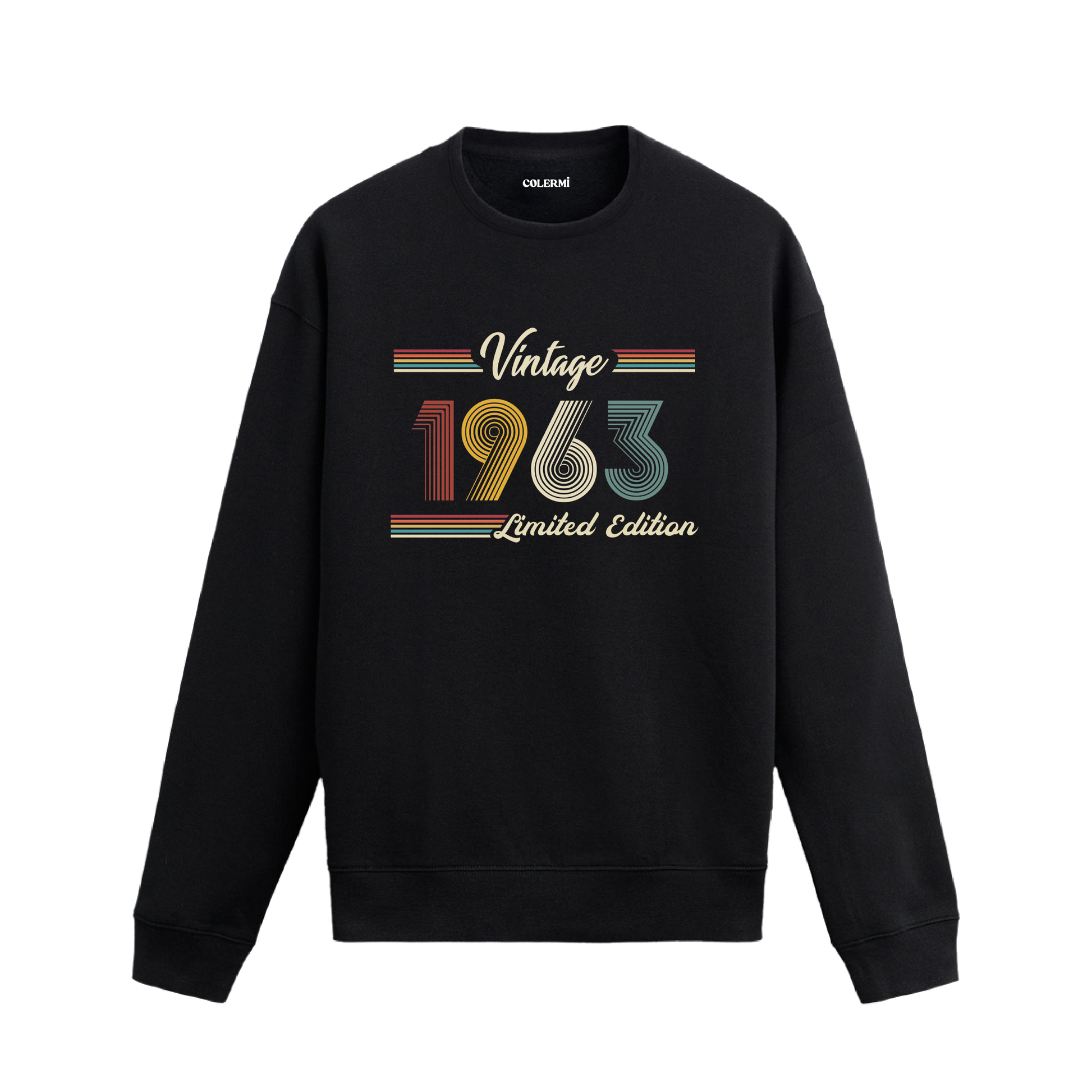 Retro tipografili 1963 Klasik Vintage Colermi sweatshirt